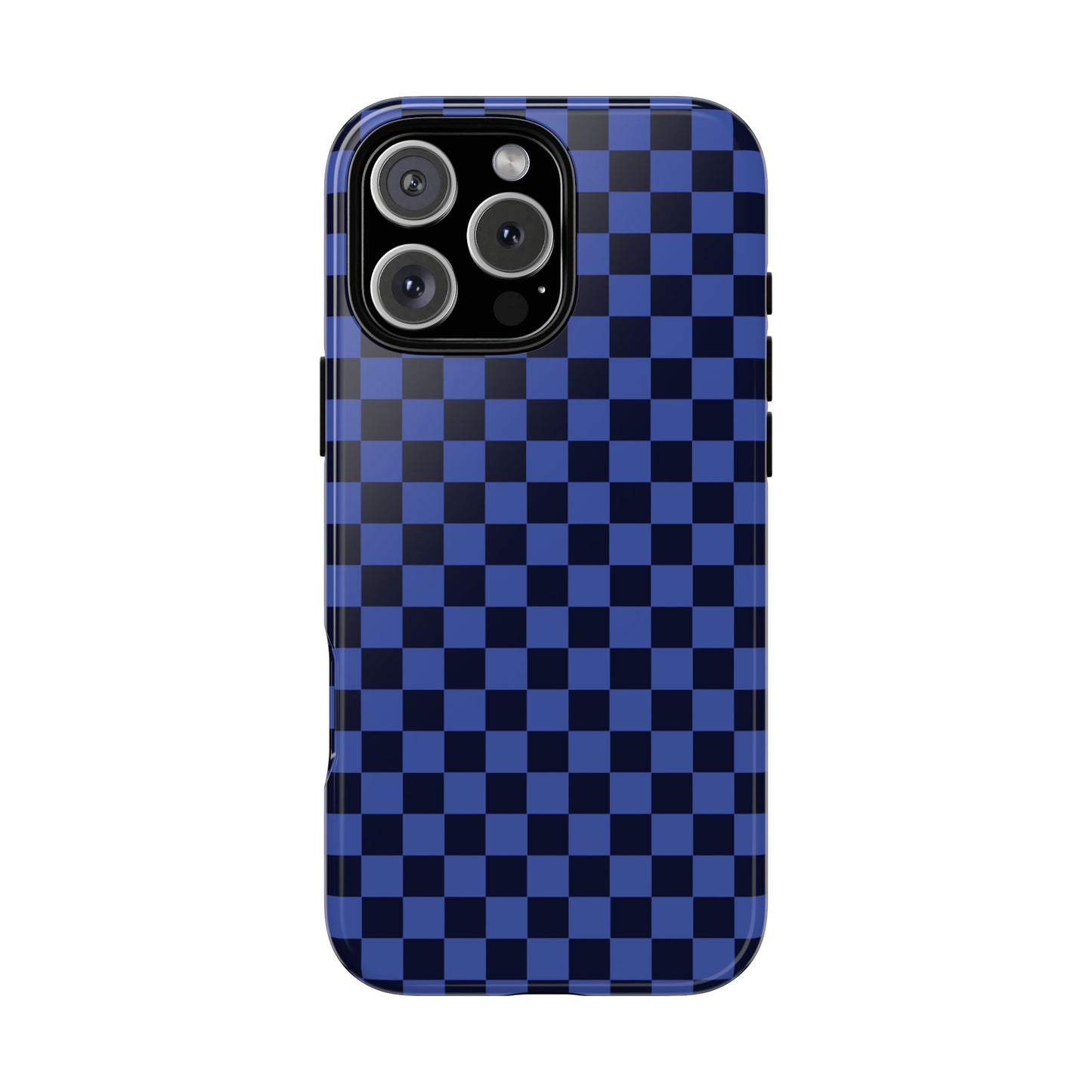 iPhone 16 Pro Max / Glossy Phone Case - ’Bold Blue Checkered Pattern’ Phone Case
