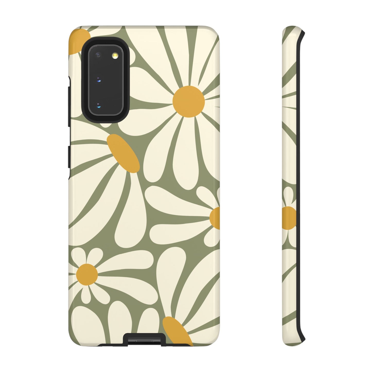 Samsung Galaxy S20 / Glossy Phone Case - ’Retro Green Daisy Pattern #1’ Phone Case