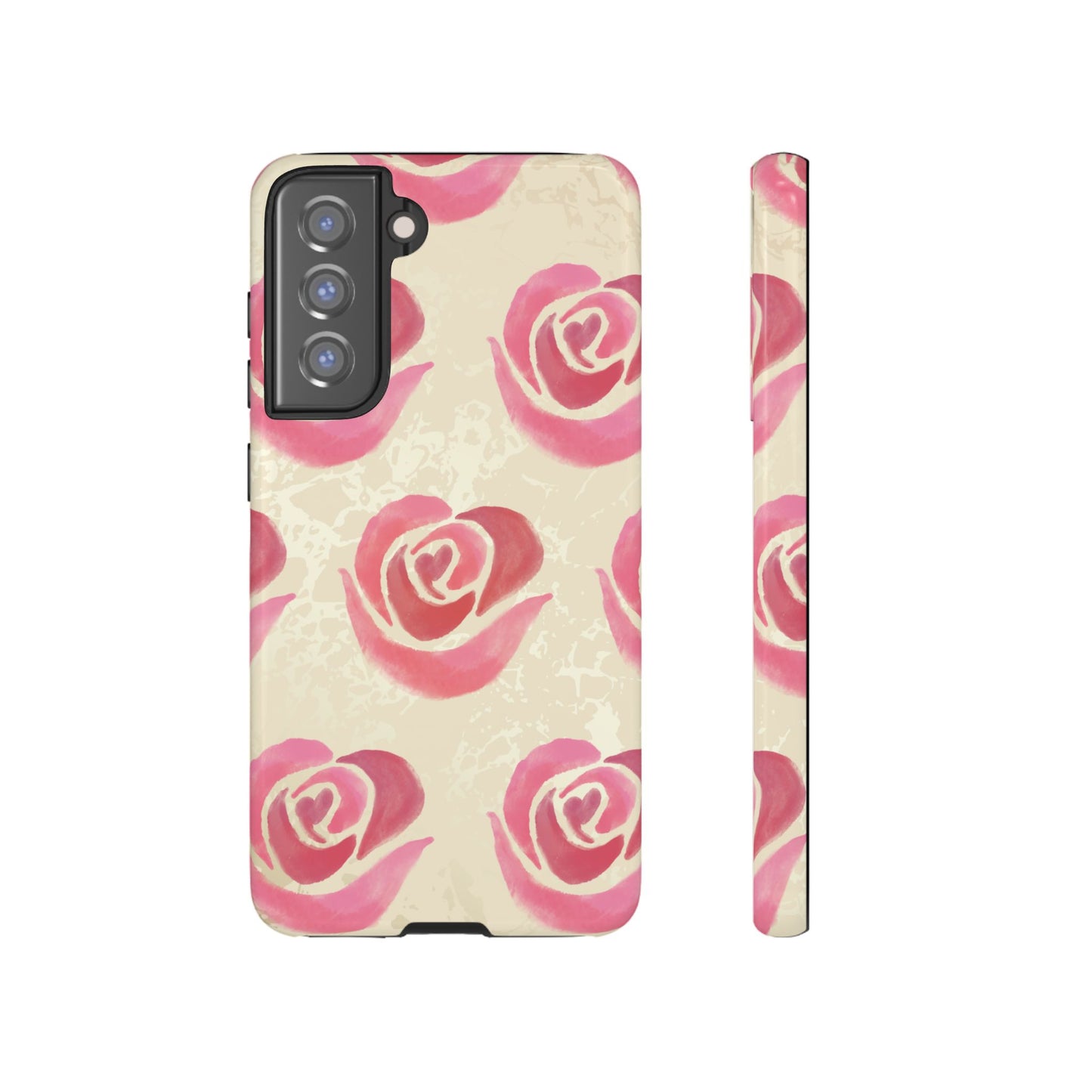 Samsung Galaxy S21 FE / Glossy Phone Case - ’Pink Rose Pattern’ Phone Case