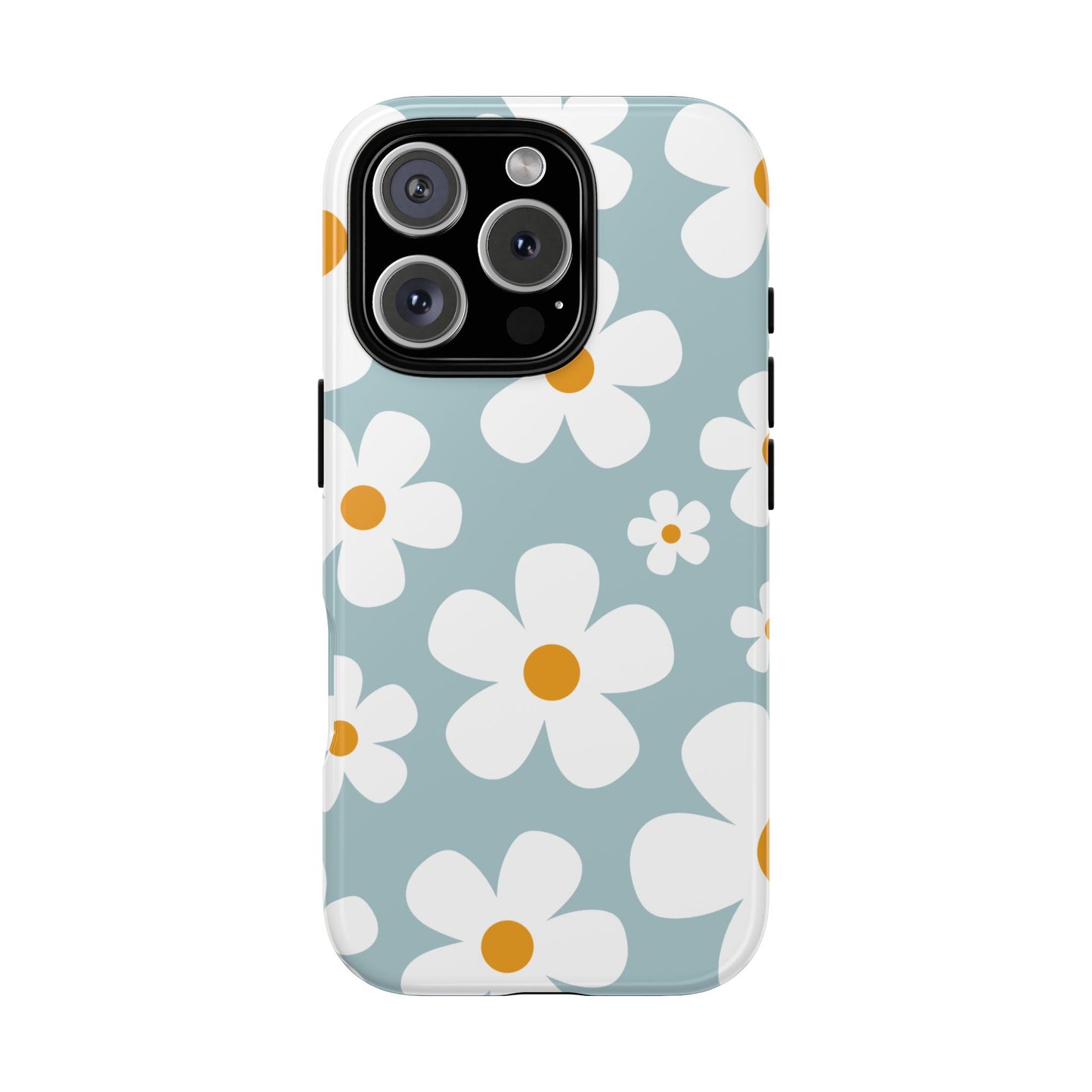 iPhone 16 Pro / Glossy Phone Case - ’Blue Daisy Pattern’ Phone Case