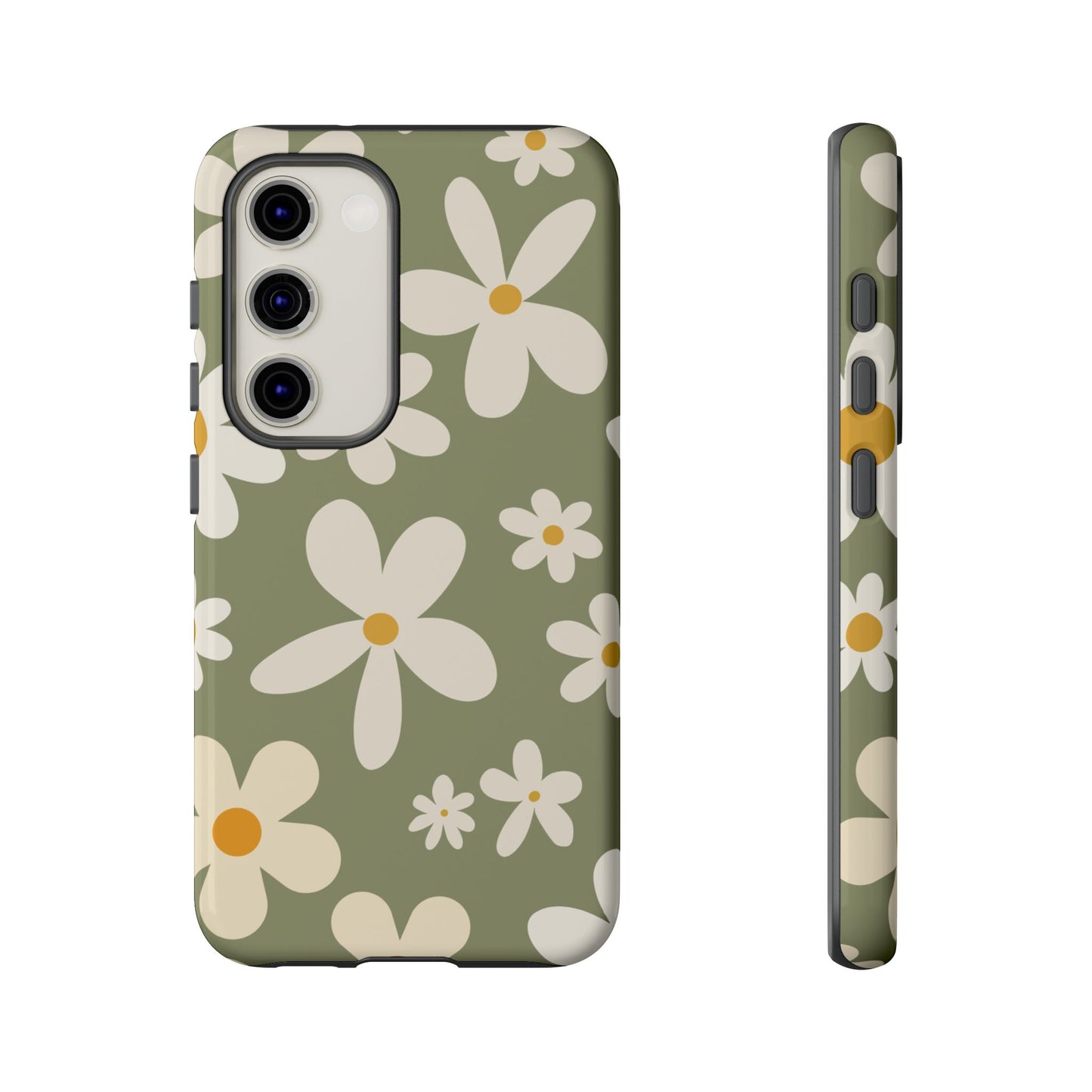 Samsung Galaxy S23 / Glossy Phone Case - ’Green Daisy Pattern’ Phone Case
