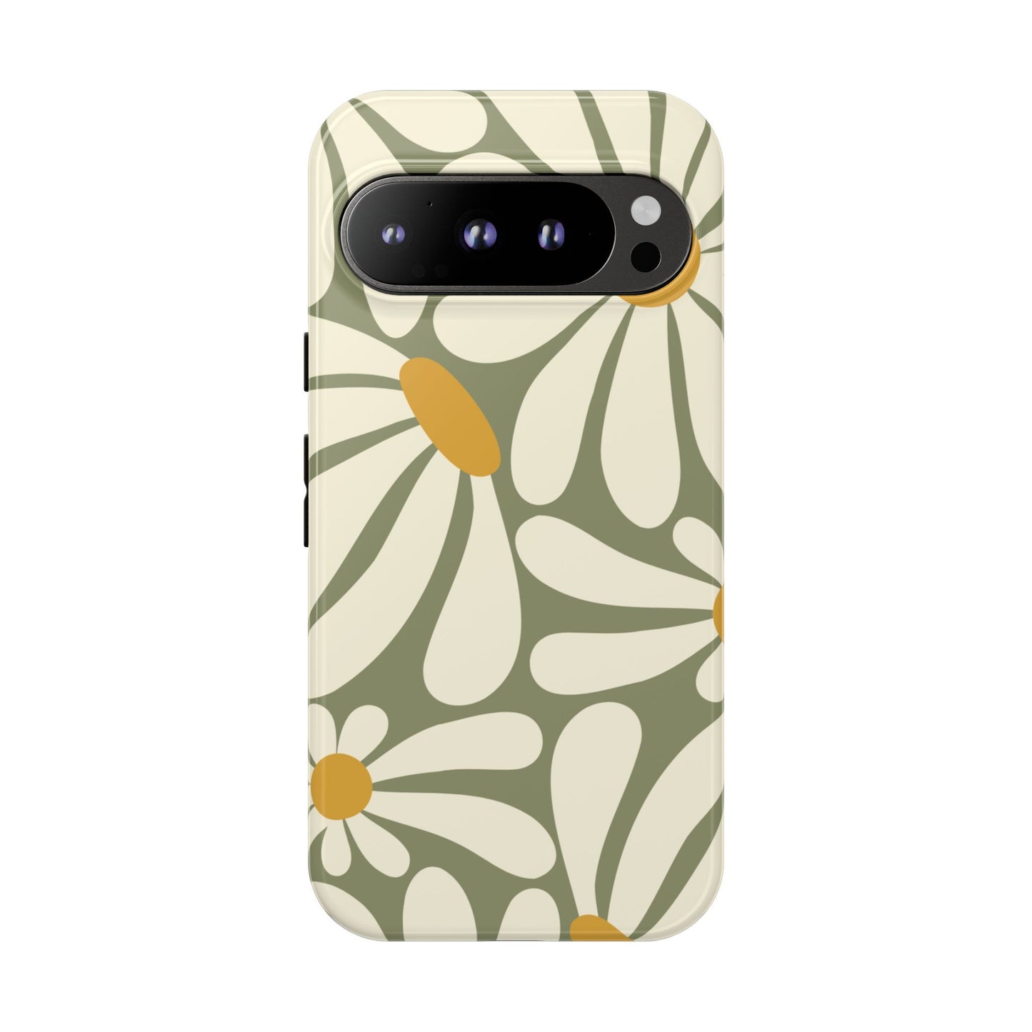 Google Pixel 9 Pro / Glossy Phone Case - ’Retro Green Daisy Pattern #1’ Phone Case