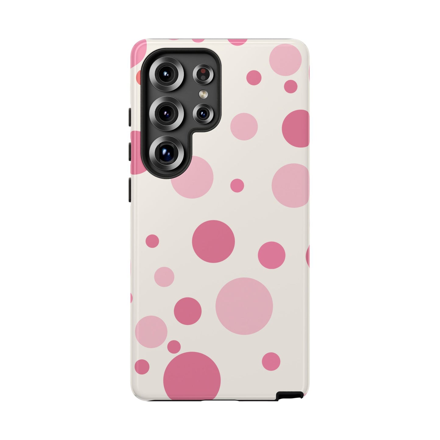 Samsung Galaxy S25 Ultra / Glossy Phone Case - ’Bold White with Pink Dot Pattern’ Phone Case