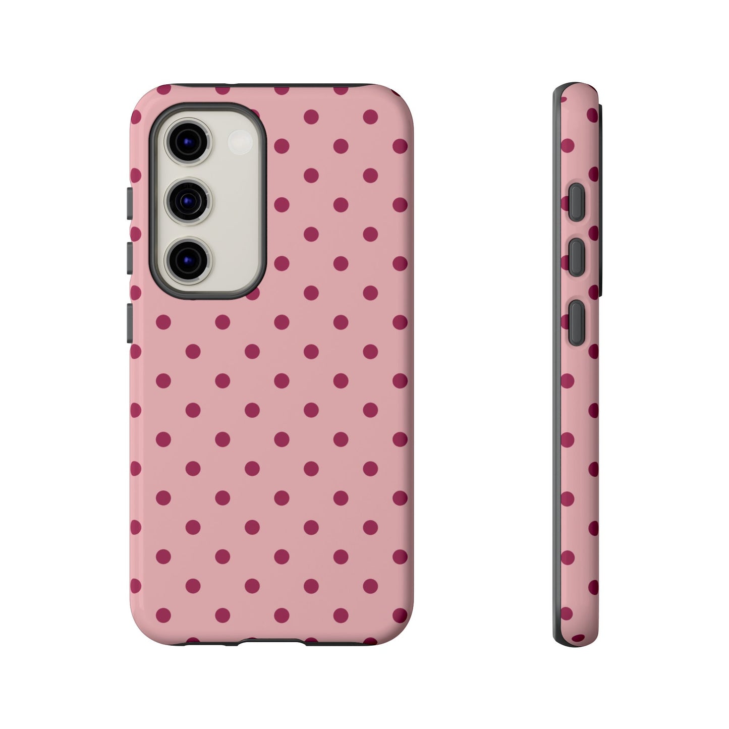 Samsung Galaxy S23 / Glossy Phone Case - ’Pink with Red Dot Pattern’ Phone Case