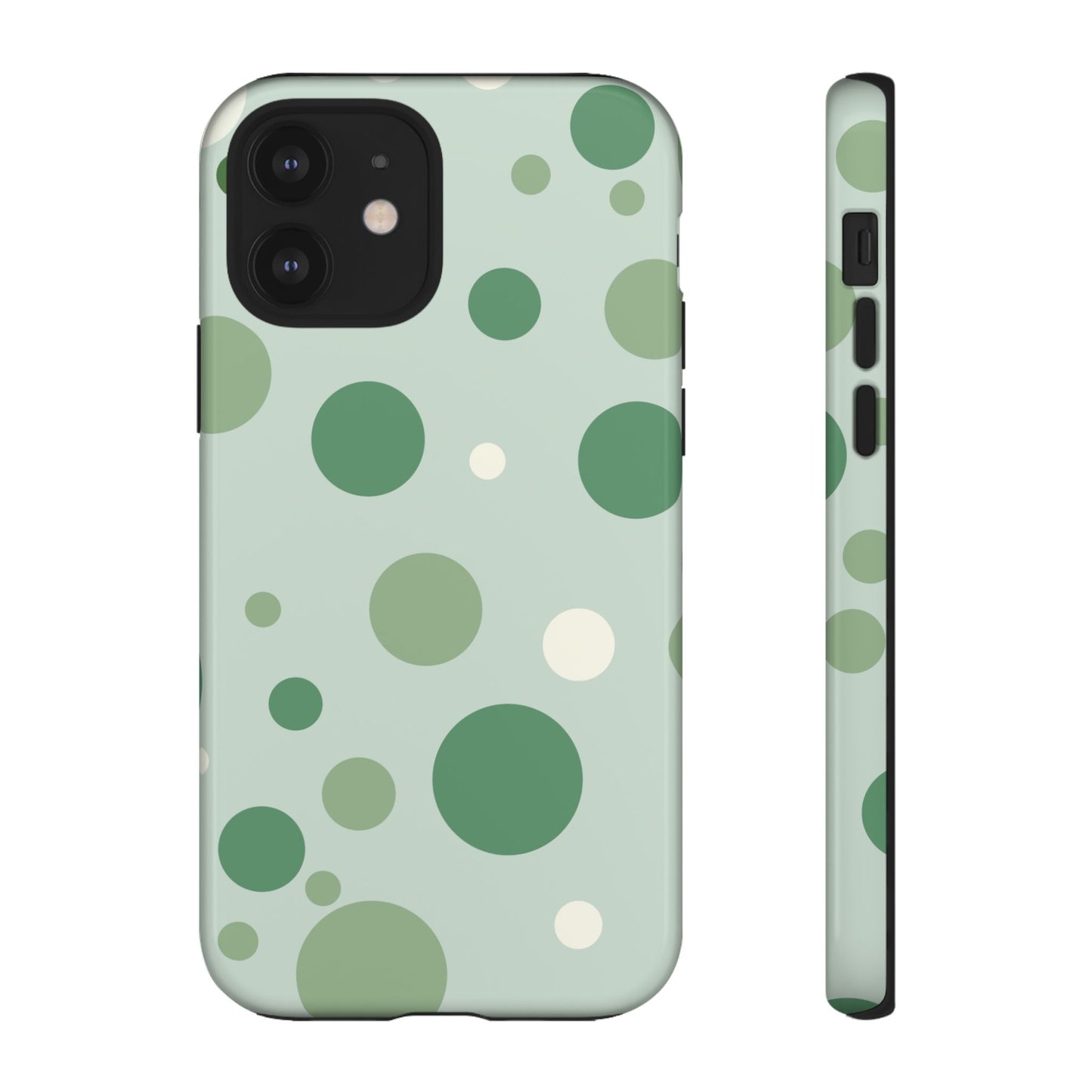 iPhone 12 / Glossy Phone Case - ’Bold Green Dot Pattern’ Phone Case