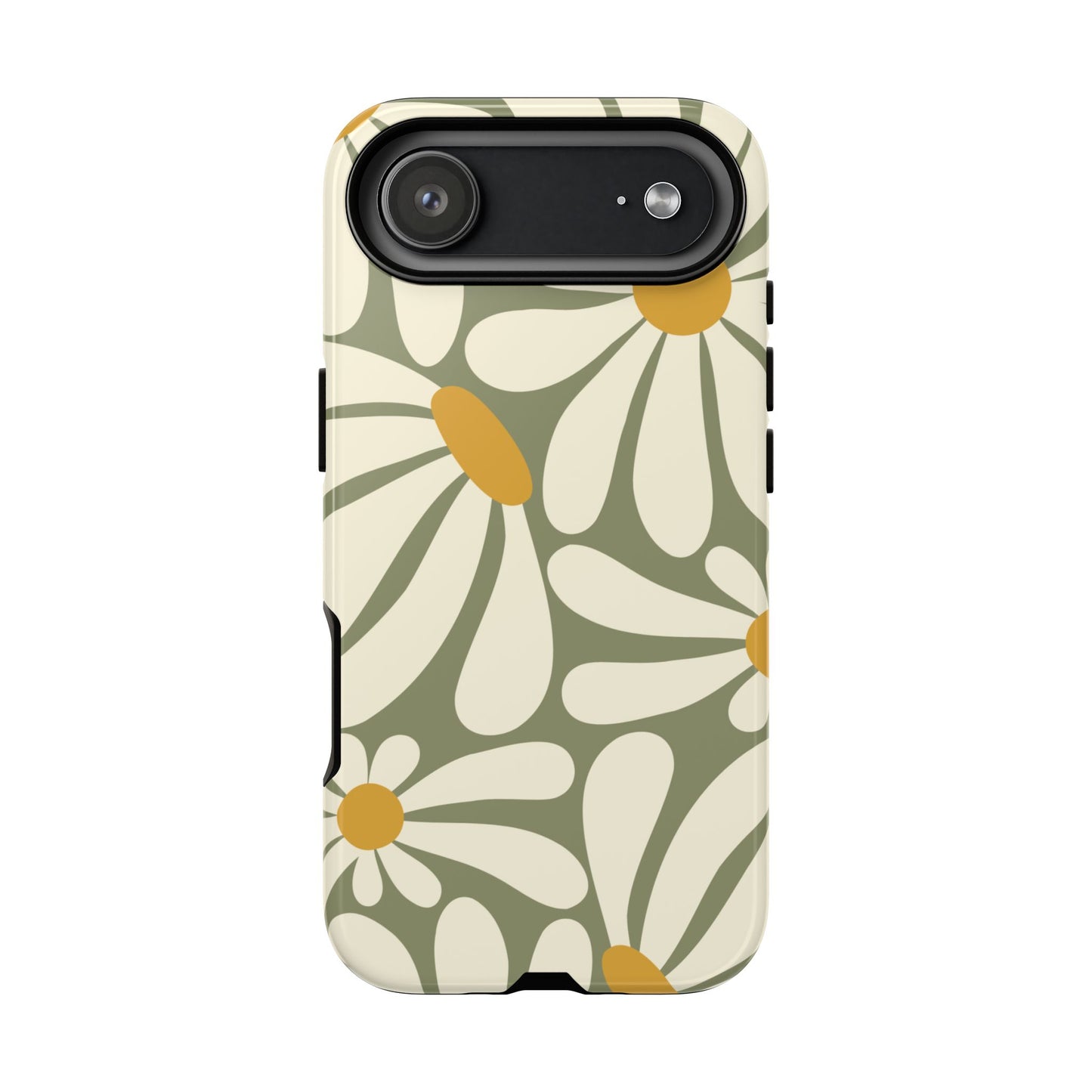 iPhone 17 Air / Glossy Phone Case - ’Retro Green Daisy Pattern #1’ Phone Case