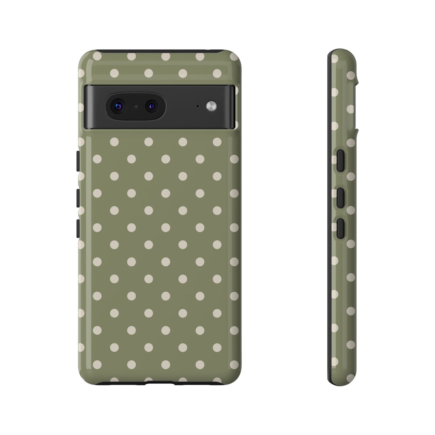 Google Pixel 7 / Glossy Phone Case - ’Green & White Dot Pattern’ Phone Case