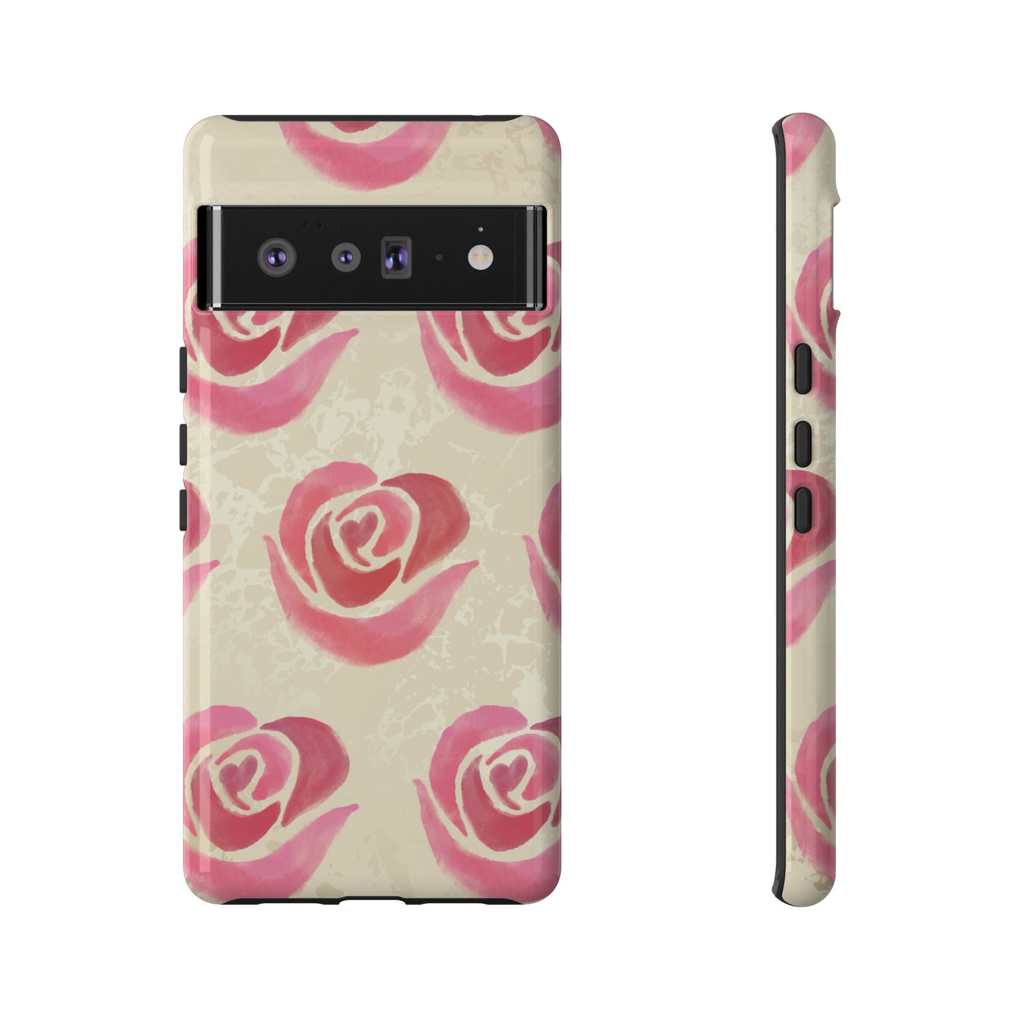 Google Pixel 6 Pro / Glossy Phone Case - ’Pink Rose Pattern’ Phone Case