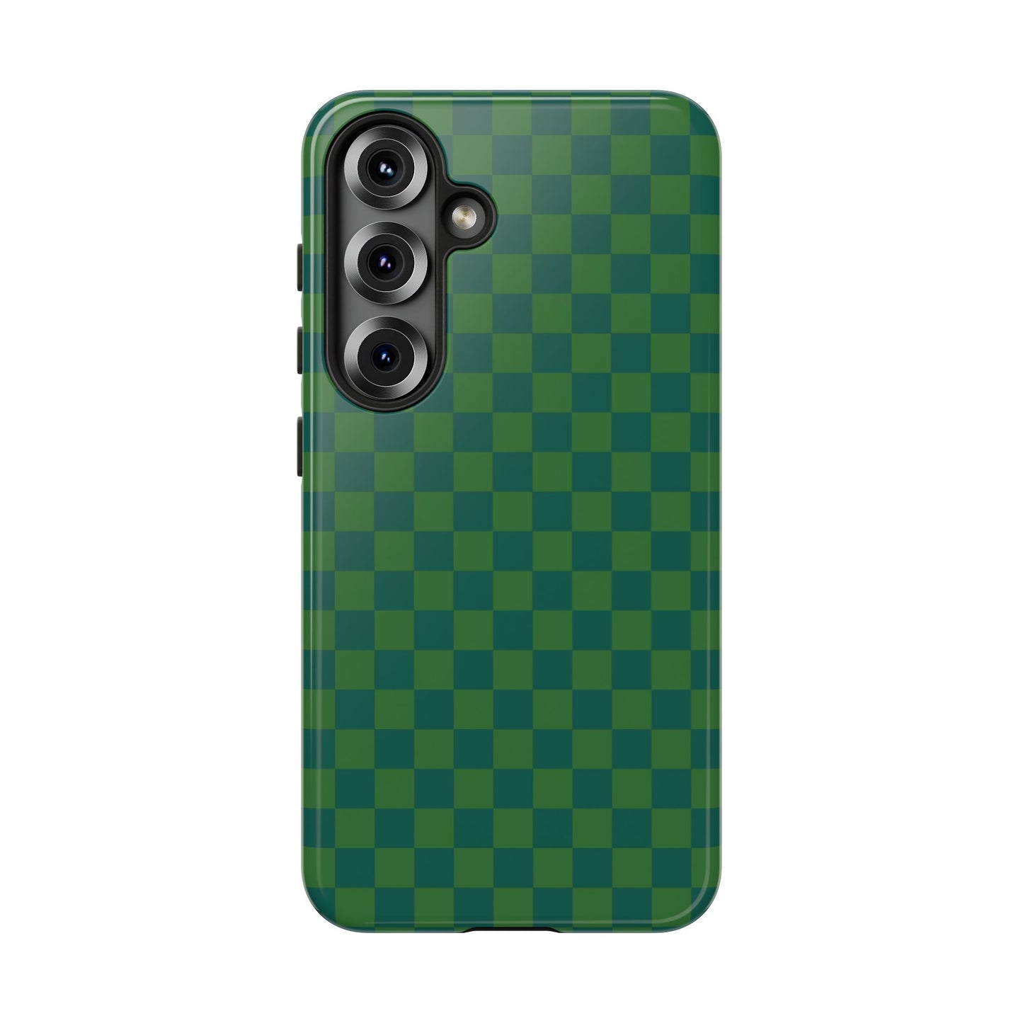 Samsung Galaxy S25 / Glossy Phone Case - ’Bold Green Checkered Pattern’ Phone Case