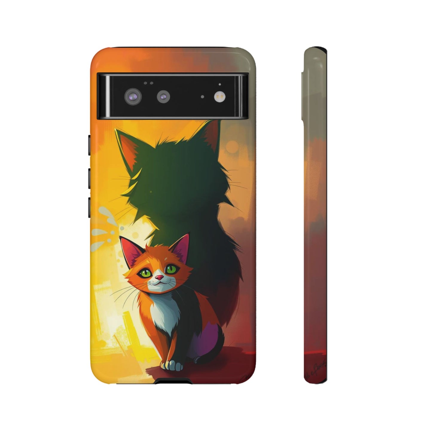 Acrylic Style Shadow Cat Design Phone Case