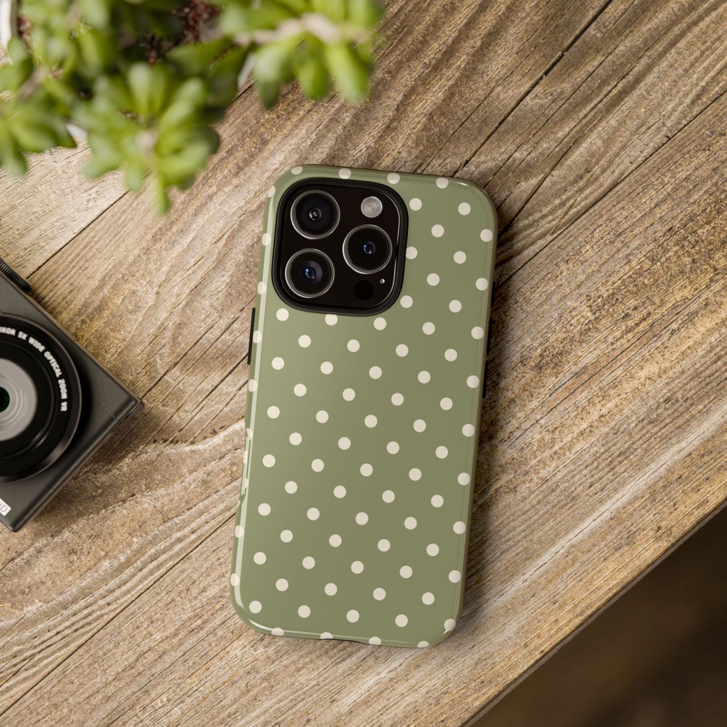 Phone Case - ’Green & White Dot Pattern’ Phone Case