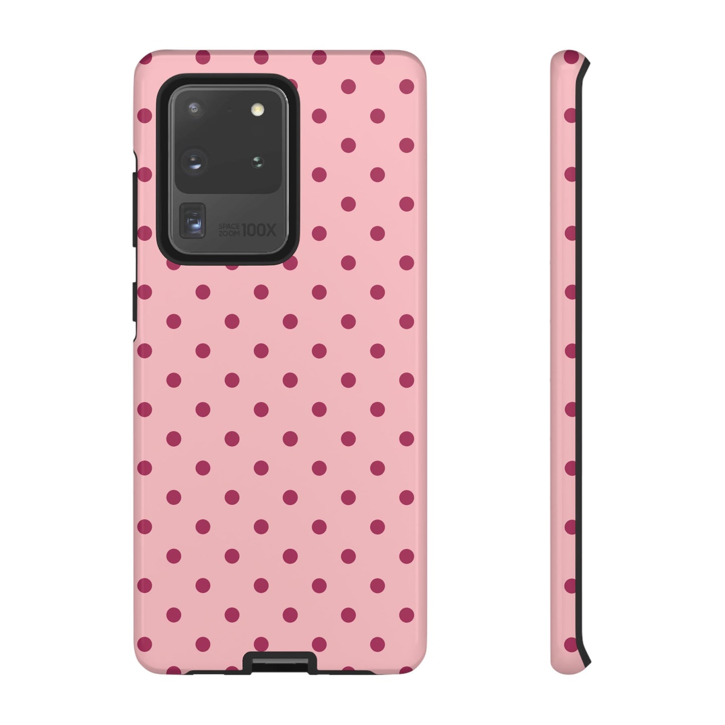 Samsung Galaxy S20 Ultra / Glossy Phone Case - ’Pink with Red Dot Pattern’ Phone Case