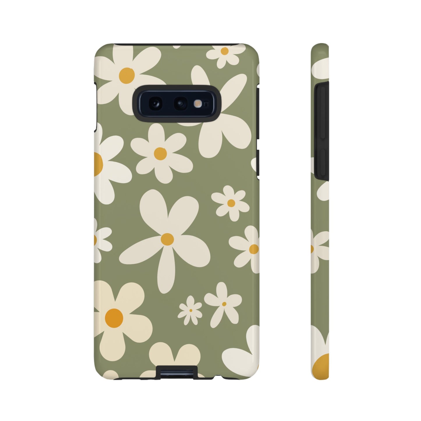 Samsung Galaxy S10E / Glossy Phone Case - ’Green Daisy Pattern’ Phone Case