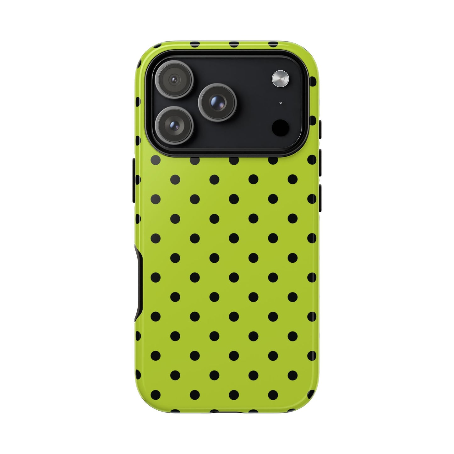 Phone Case - Trendy Neon Lime Green & Black Dot Pattern Phone Case