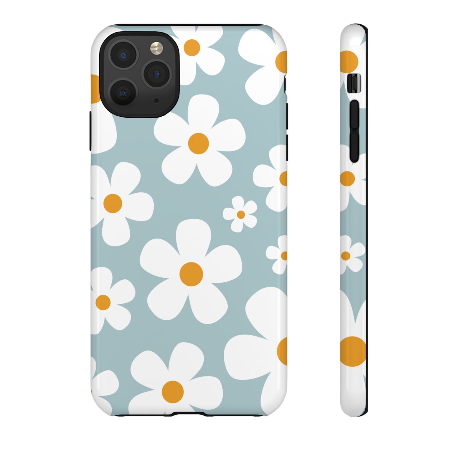 iPhone 11 Pro Max / Glossy Phone Case - ’Blue Daisy Pattern’ Phone Case