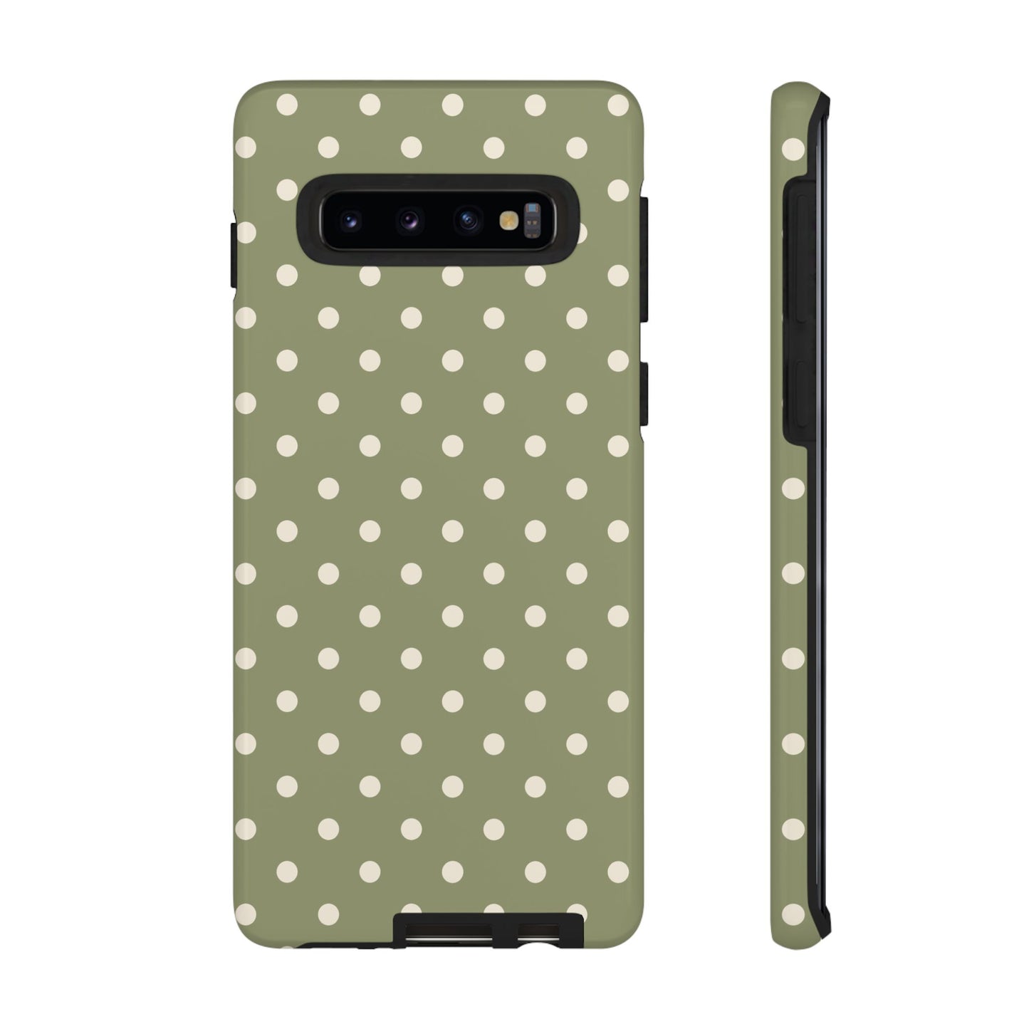 Samsung Galaxy S10 / Glossy Phone Case - ’Green & White Dot Pattern’ Phone Case