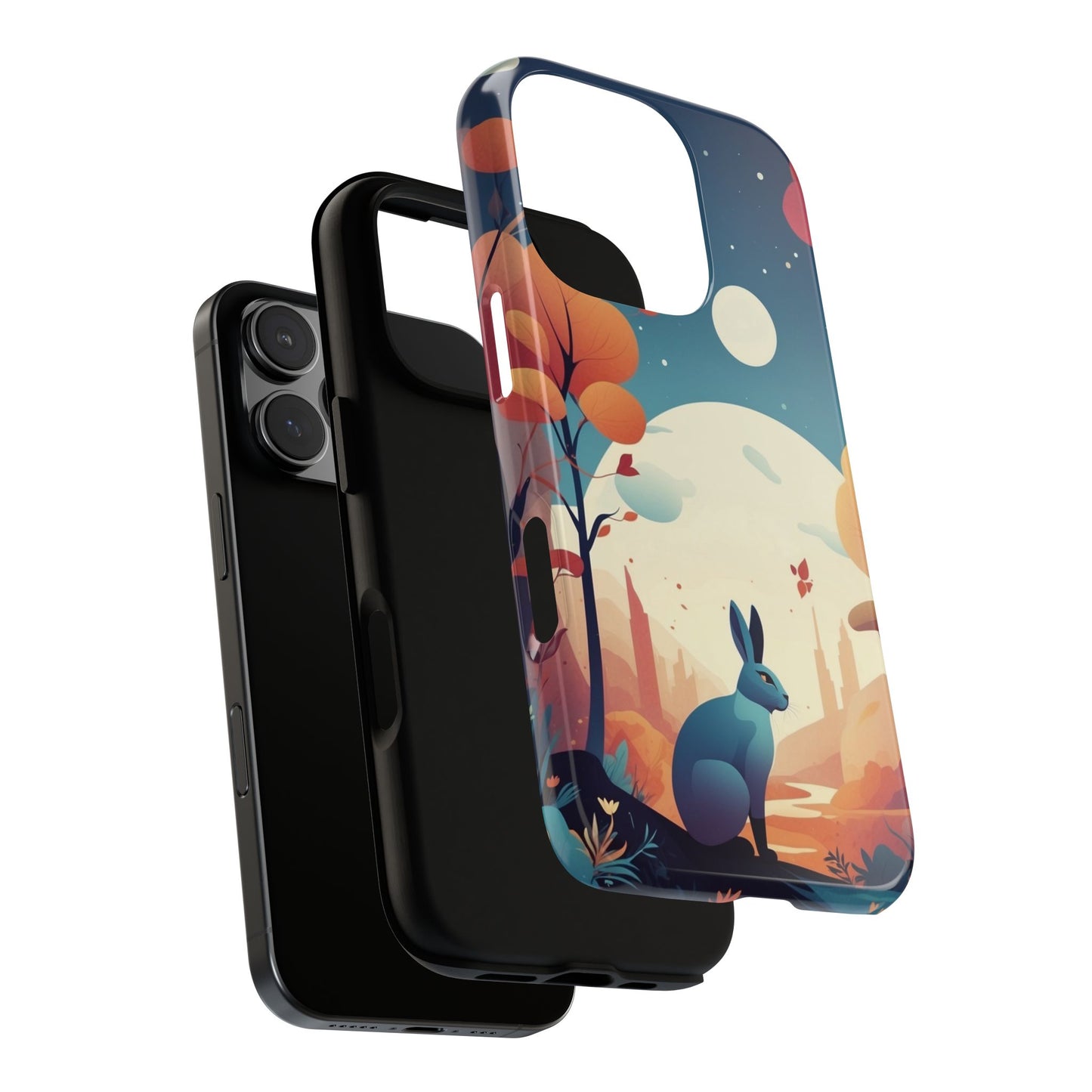 Stylised Blue Hare Design Phone Case