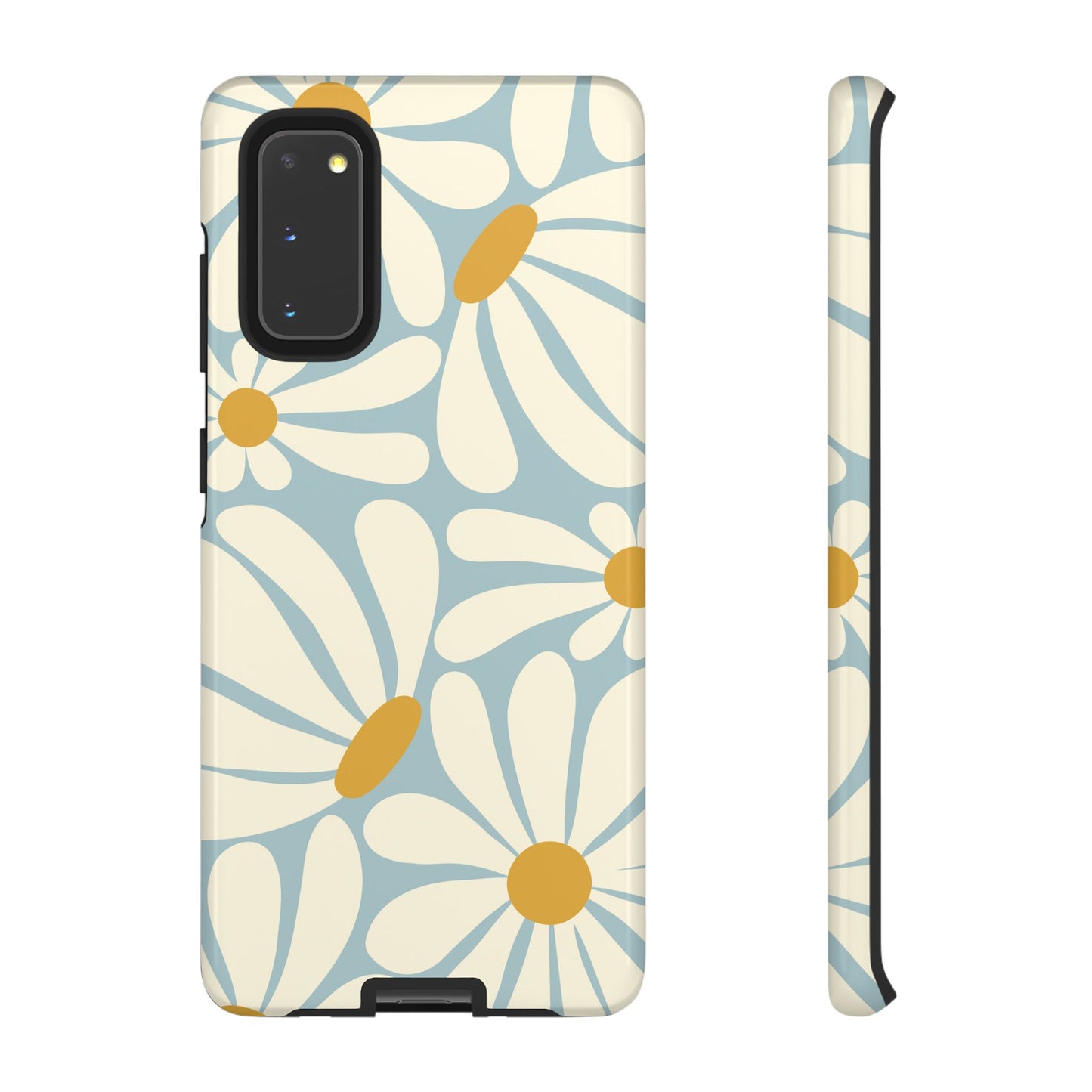 Samsung Galaxy S20 / Glossy Phone Case - ’Retro Blue Daisy Pattern’ Phone Case
