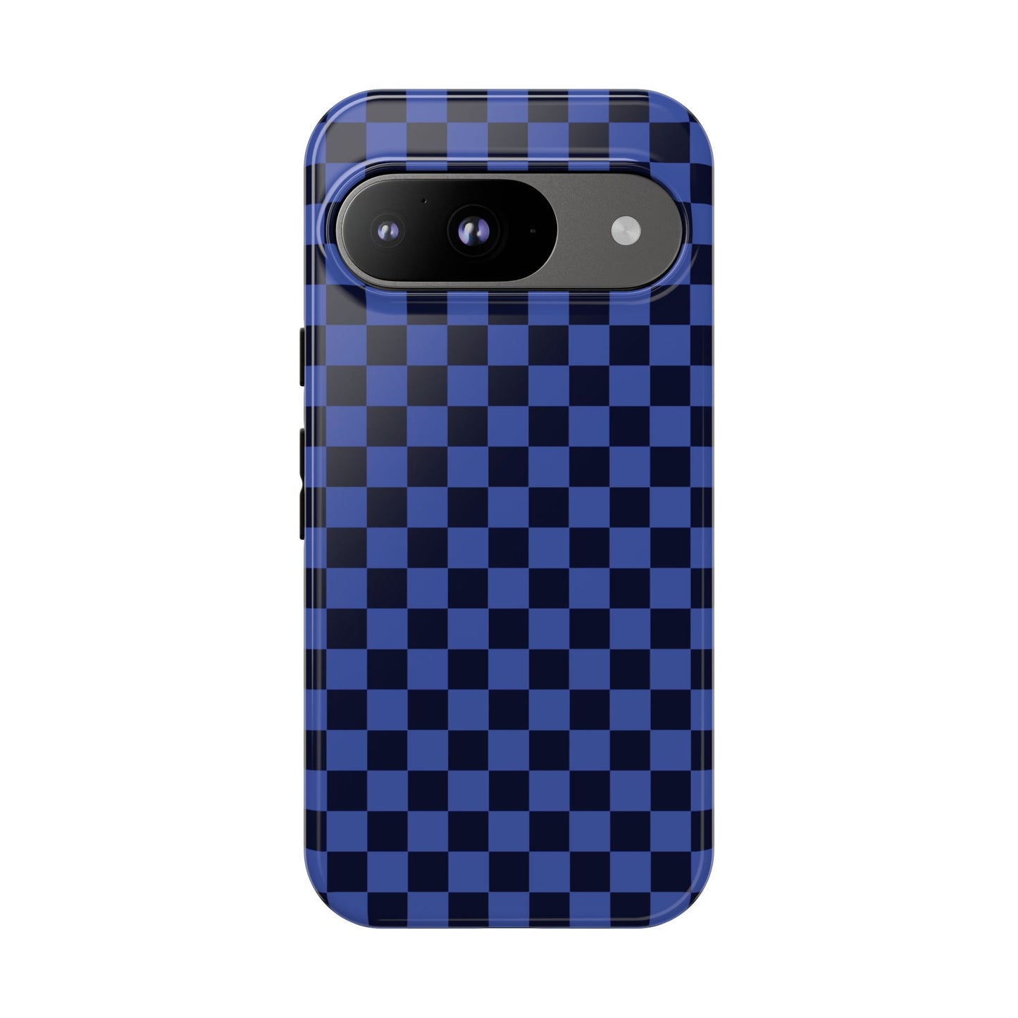 Google Pixel 9 / Glossy Phone Case - ’Bold Blue Checkered Pattern’ Phone Case