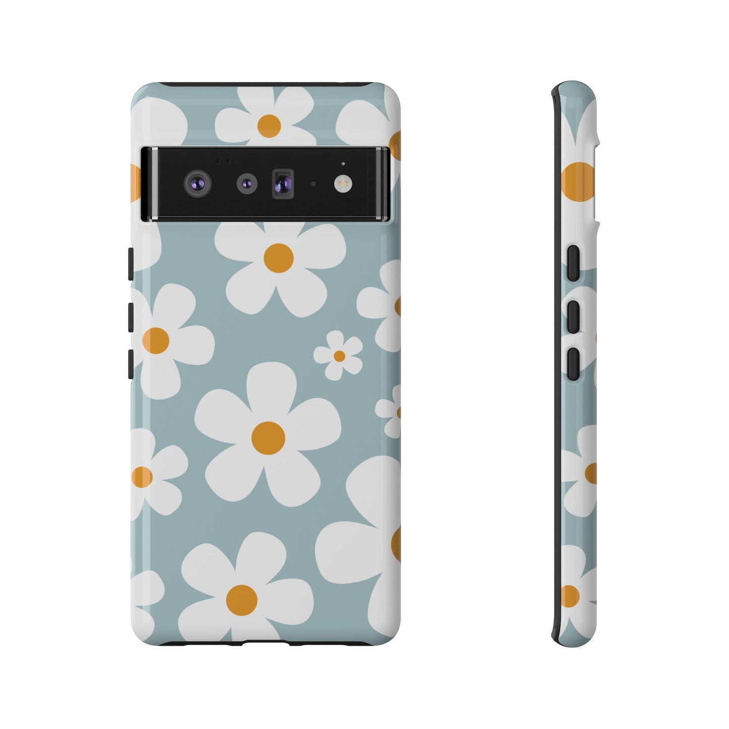 Google Pixel 6 Pro / Glossy Phone Case - ’Blue Daisy Pattern’ Phone Case