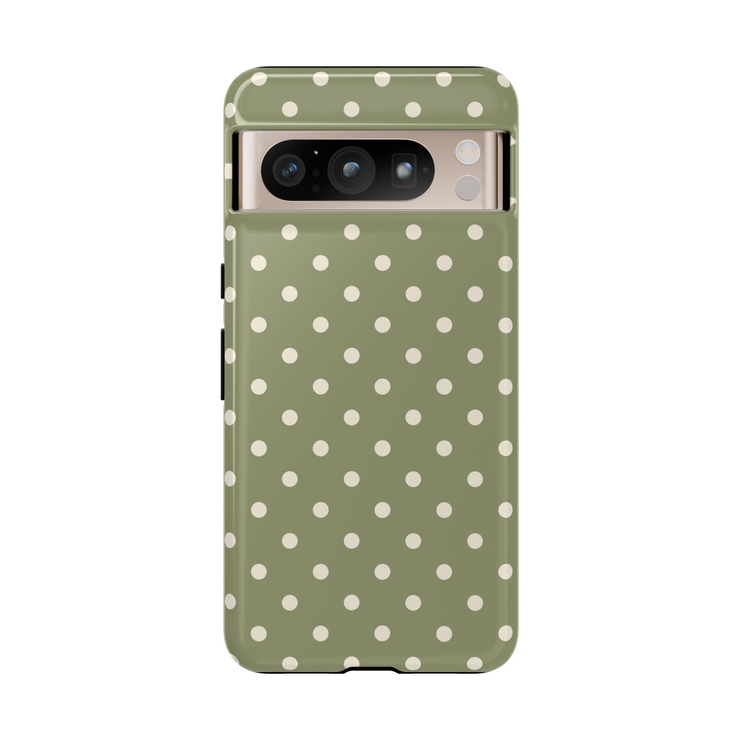 Google Pixel 8 Pro / Glossy Phone Case - ’Green & White Dot Pattern’ Phone Case