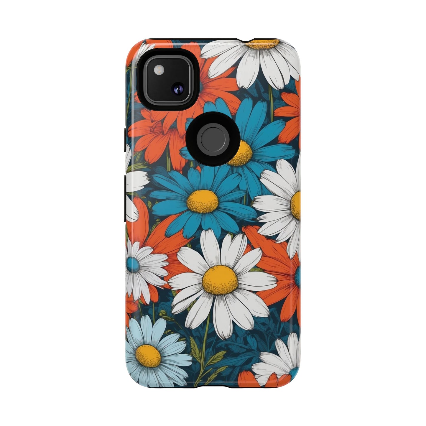 Pop Art Daisies Illustration "Red & Blue" Phone Case
