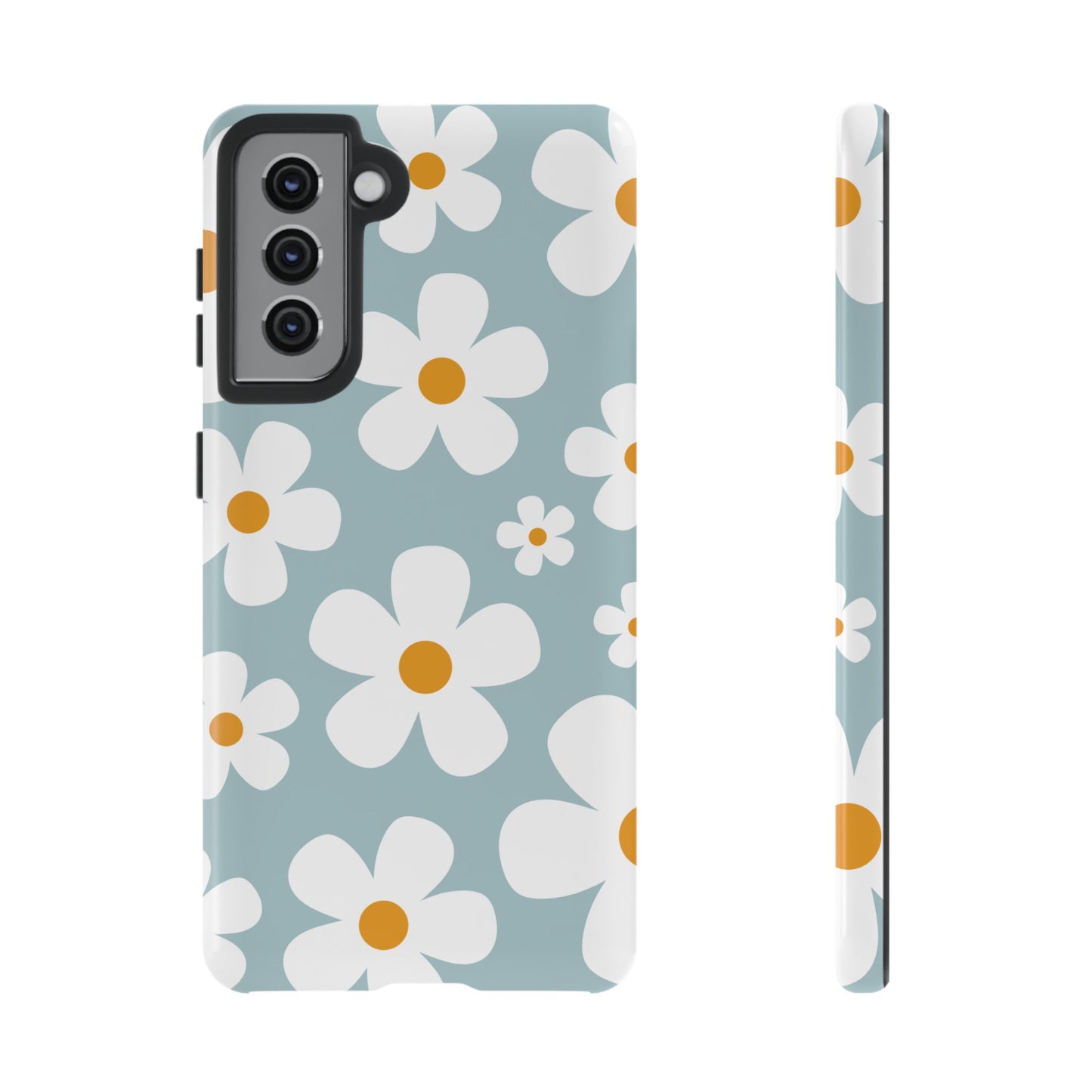 Samsung Galaxy S21 / Glossy Phone Case - ’Blue Daisy Pattern’ Phone Case