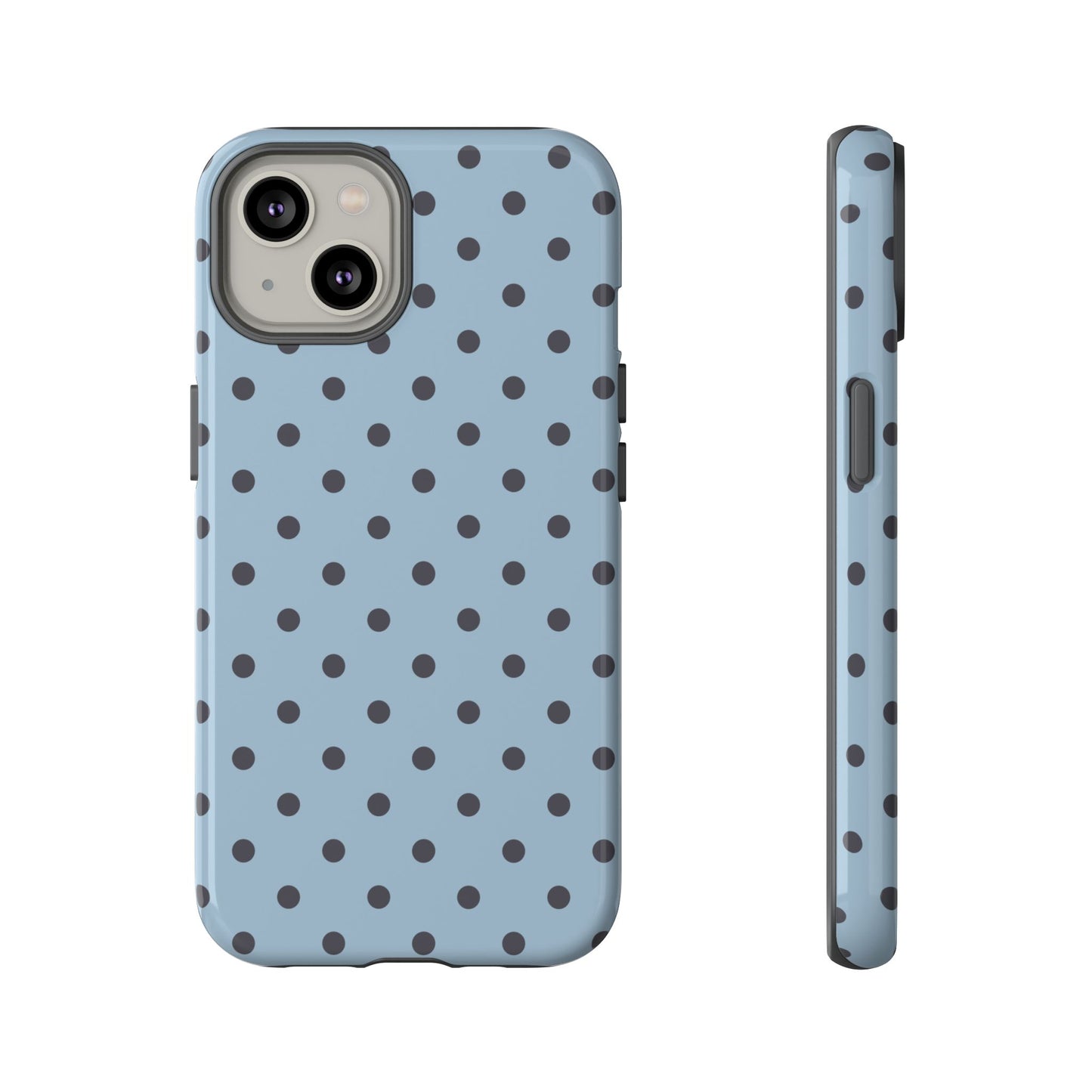 Light Blue with Dark Blue Dot Pattern Phone Case