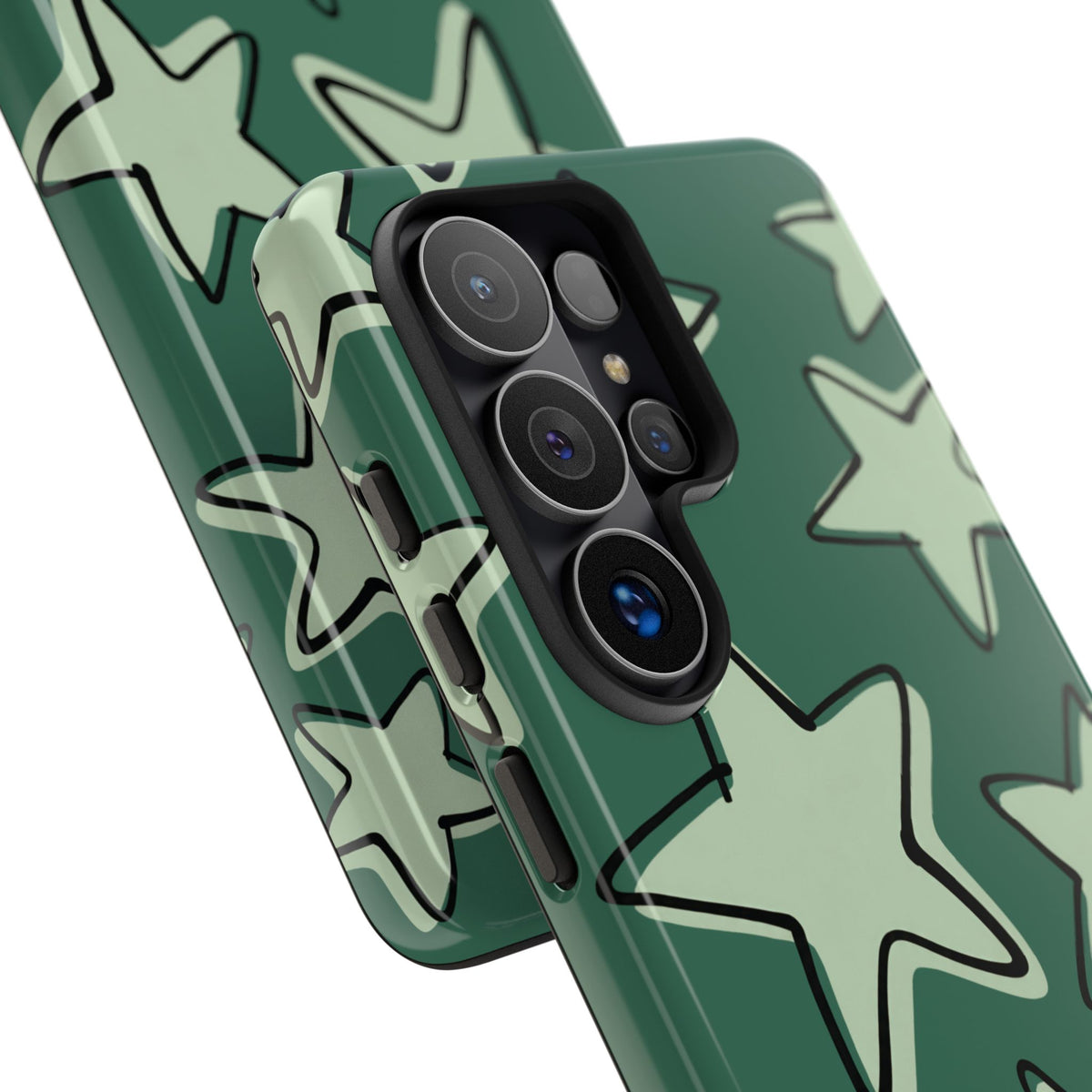 Forest Green Doodle Star Phone Case