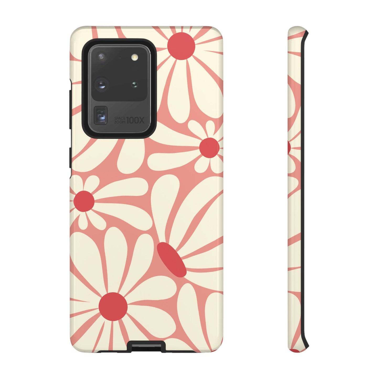 Samsung Galaxy S20 Ultra / Glossy Phone Case - ’Retro Pink Daisy Pattern’ Phone Case