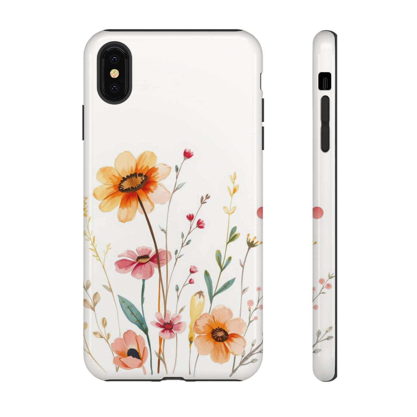 iPhone XS MAX / Glossy Phone Case - Boho Chic Watercolour Wild Blooms Pattern Phone Case