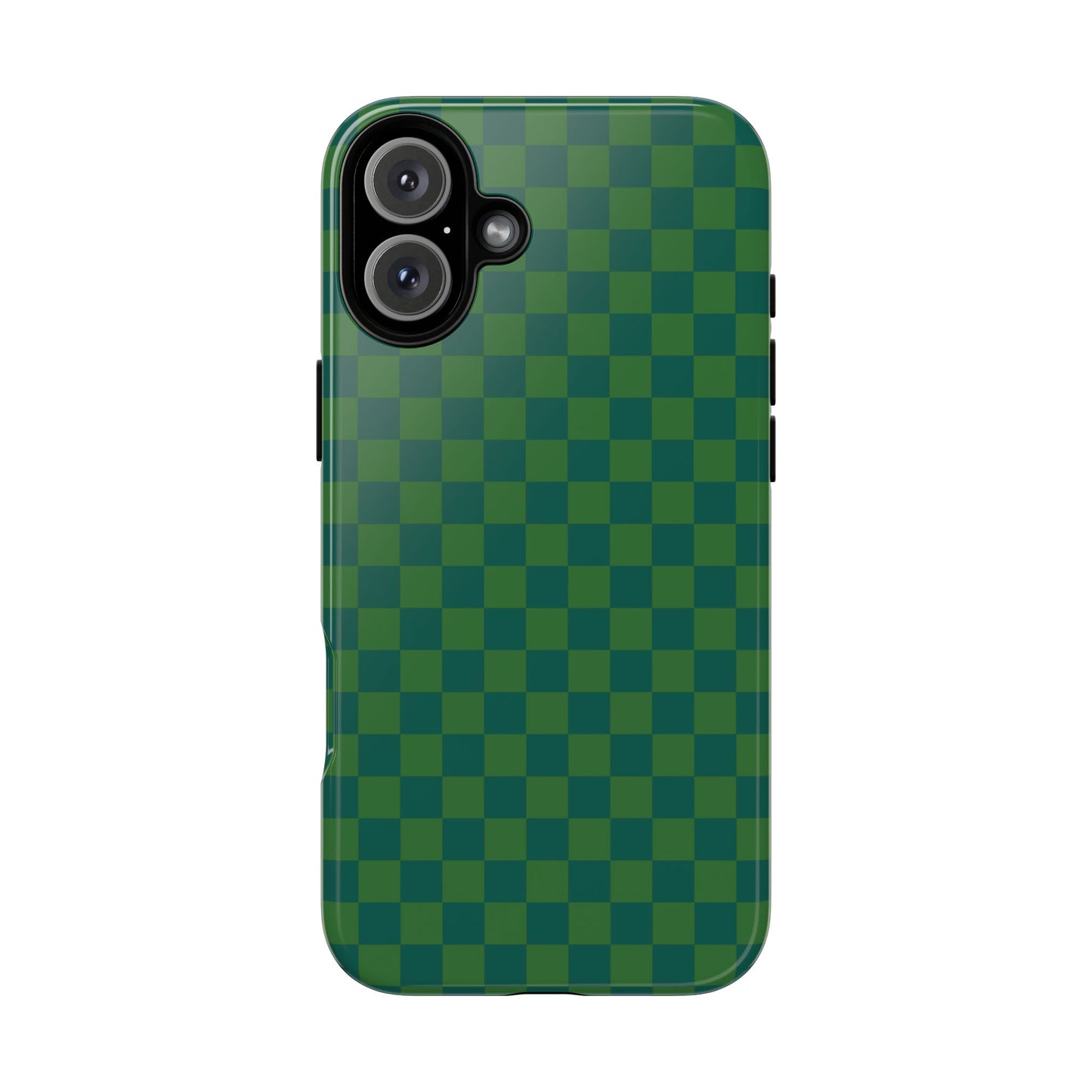 iPhone 16 Plus / Glossy Phone Case - ’Bold Green Checkered Pattern’ Phone Case