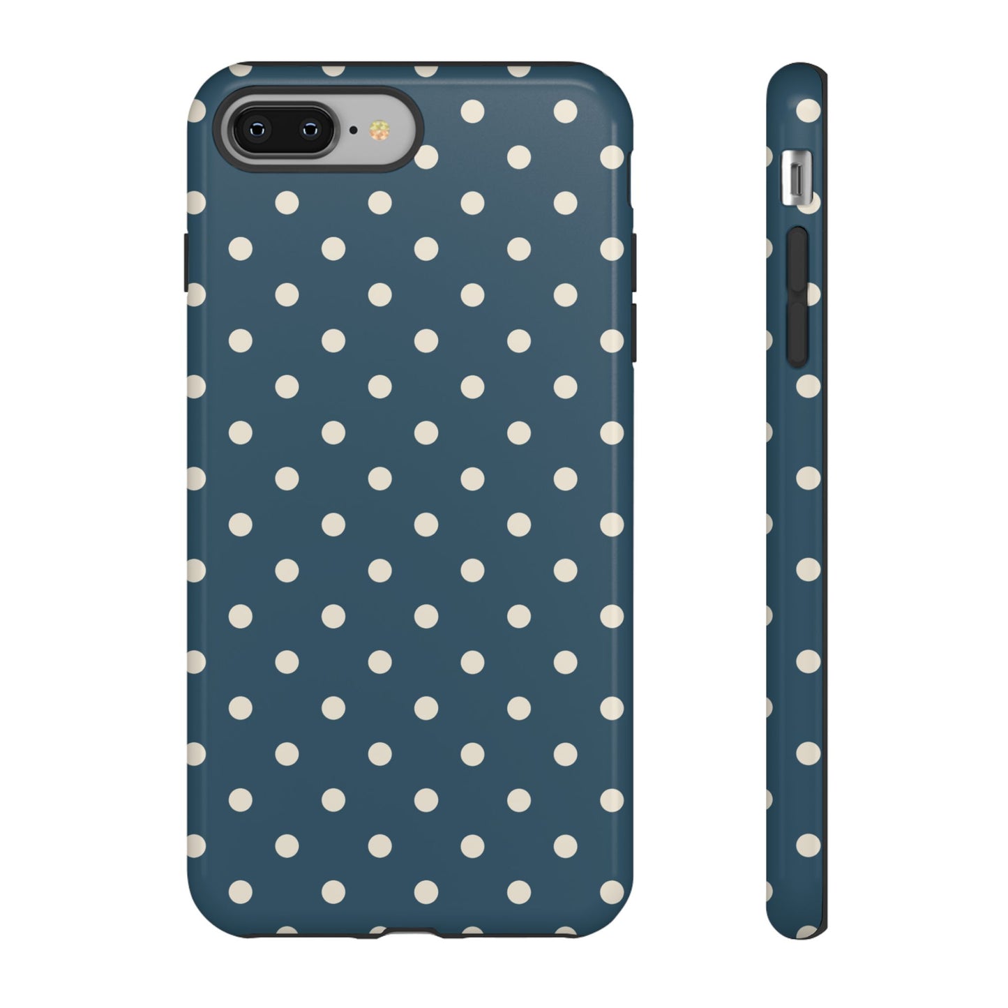iPhone 8 Plus / Glossy Phone Case - ’Blue & White Dot Pattern’ Phone Case