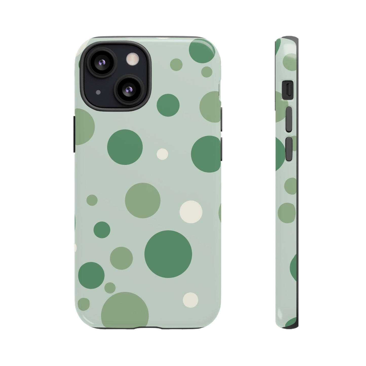 iPhone 13 Mini / Glossy Phone Case - ’Bold Green Dot Pattern’ Phone Case