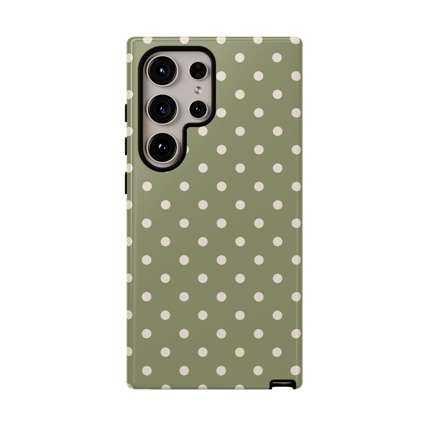 Samsung Galaxy S24 Ultra / Glossy Phone Case - ’Green & White Dot Pattern’ Phone Case
