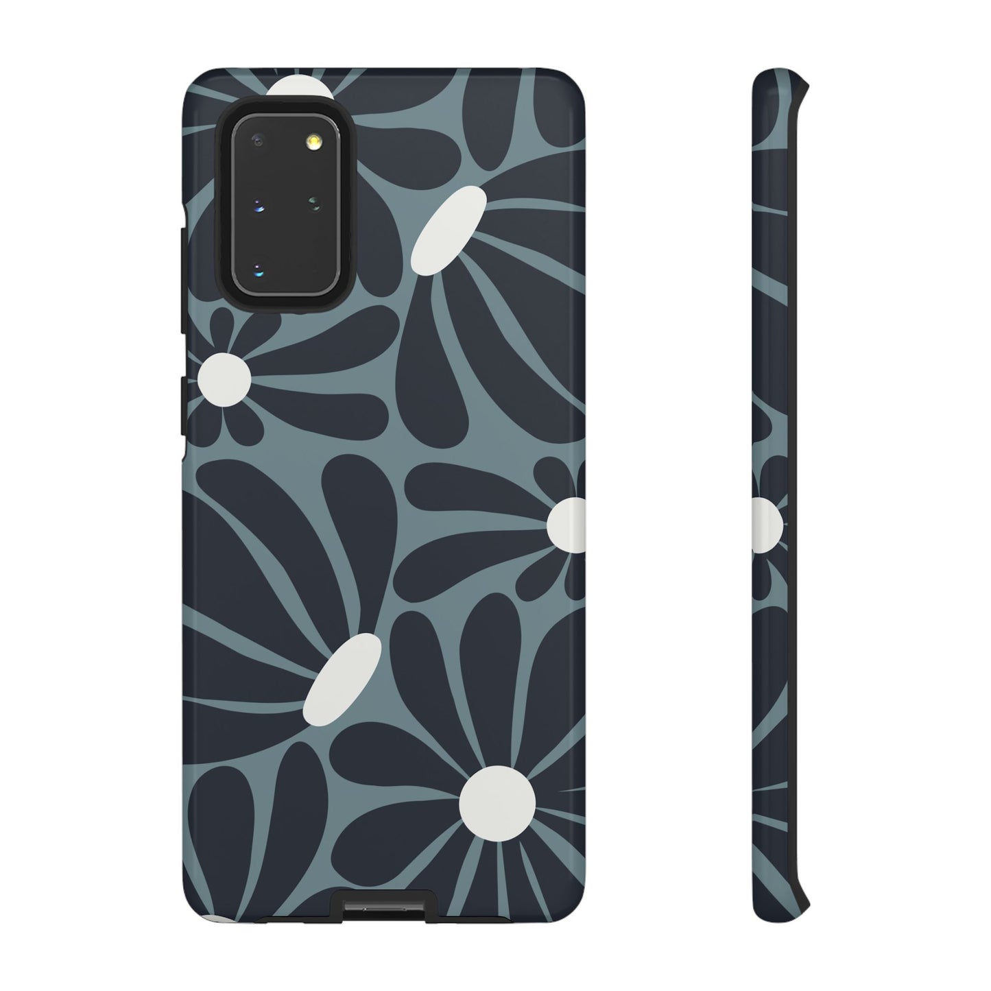 Samsung Galaxy S20+ / Glossy Phone Case - ’Retro Navy Blue & White Daisy Pattern’ Phone Case
