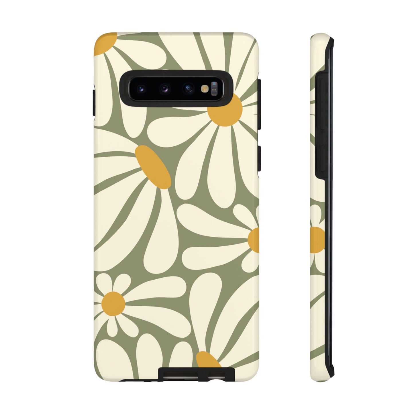Samsung Galaxy S10 / Glossy Phone Case - ’Retro Green Daisy Pattern #1’ Phone Case