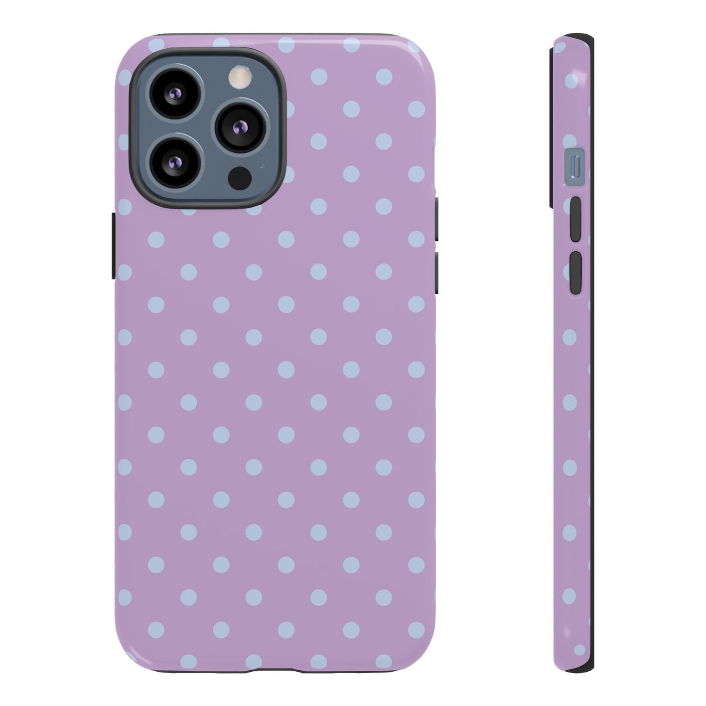 iPhone 13 Pro Max / Glossy Phone Case - Trendy Lilac & Ice Blue Dot Pattern Phone Case