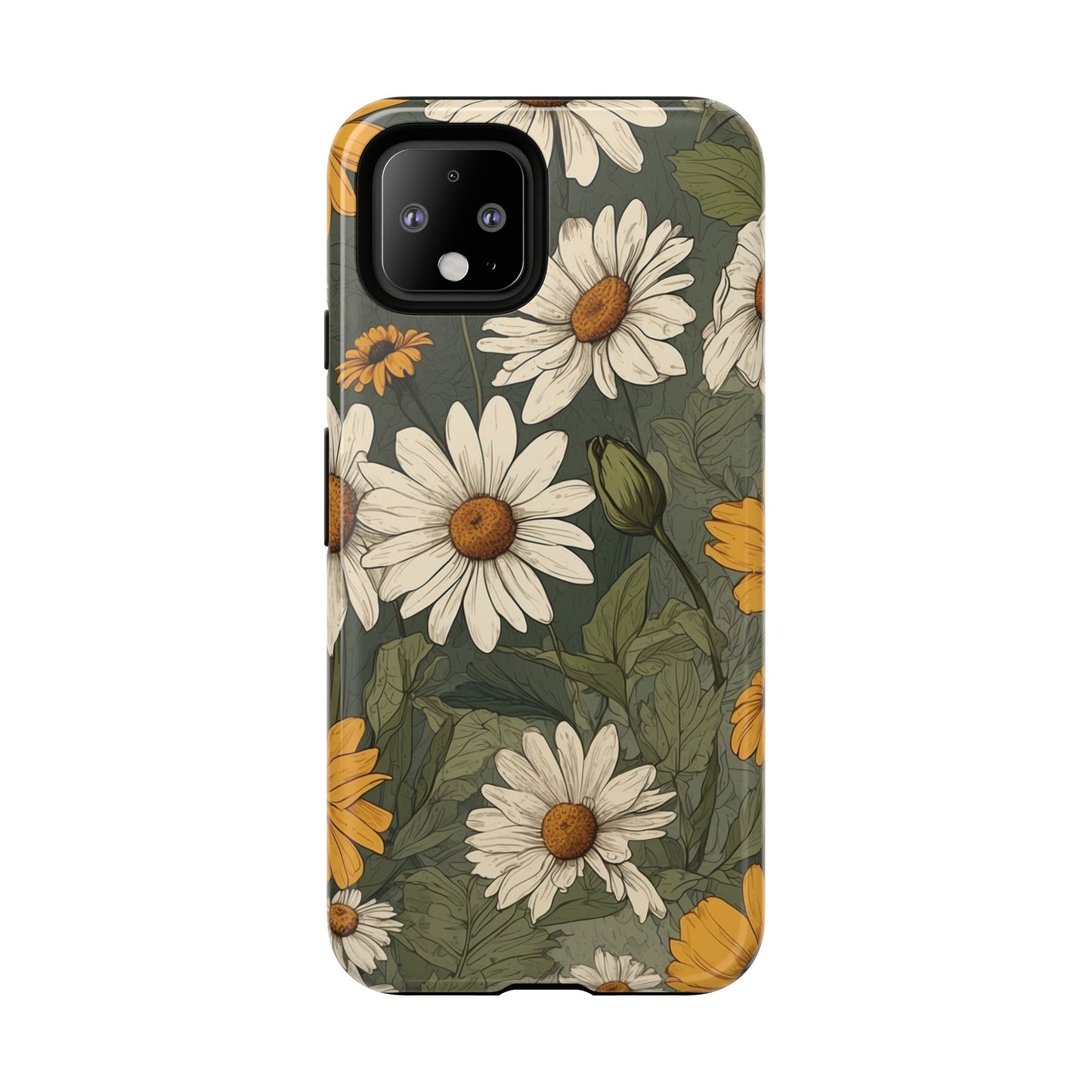 Boho Chic Daisies Floral Pattern "White & Yellow" Phone Case