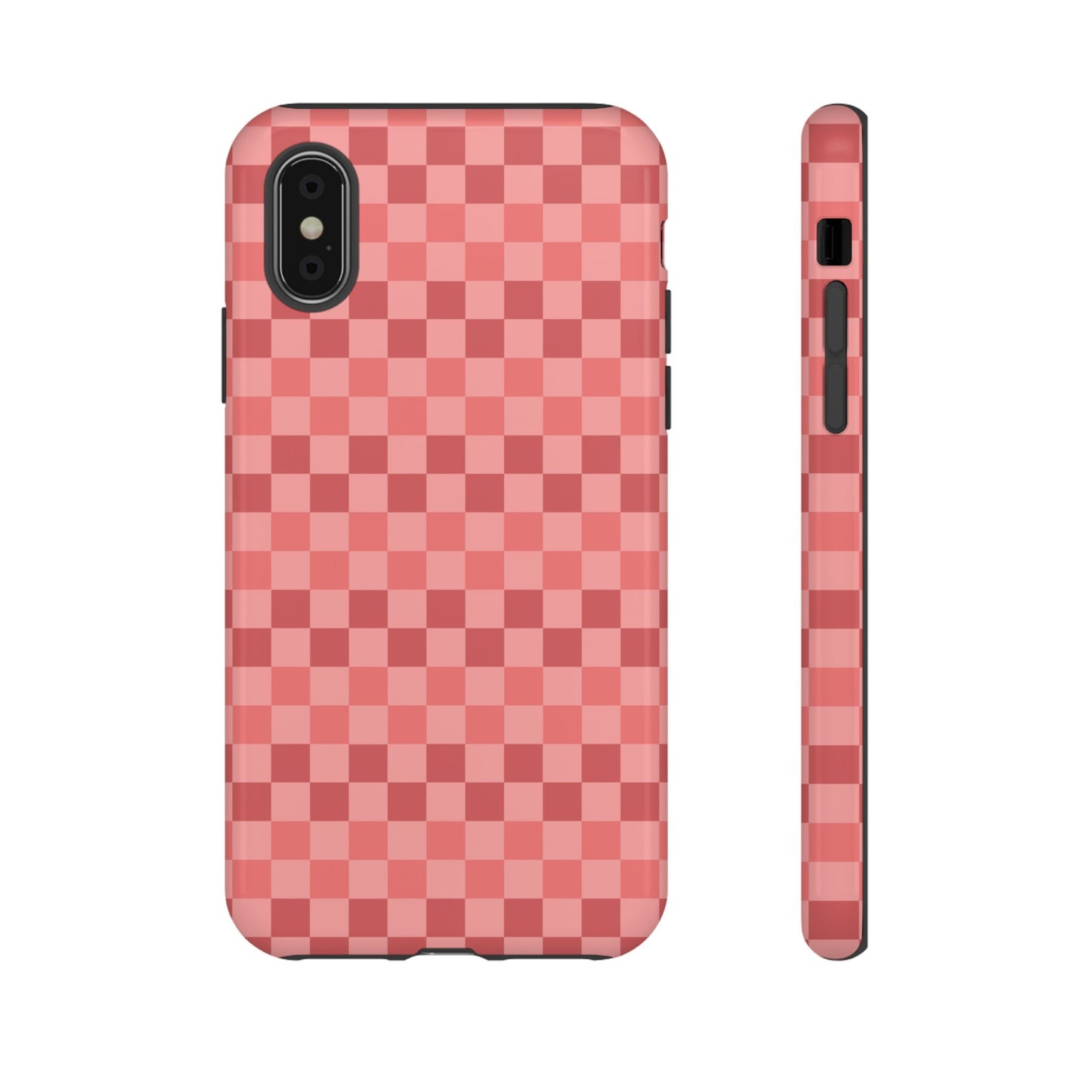iPhone X / Glossy Phone Case - ’Bold Pink Checkered Pattern’ Phone Case