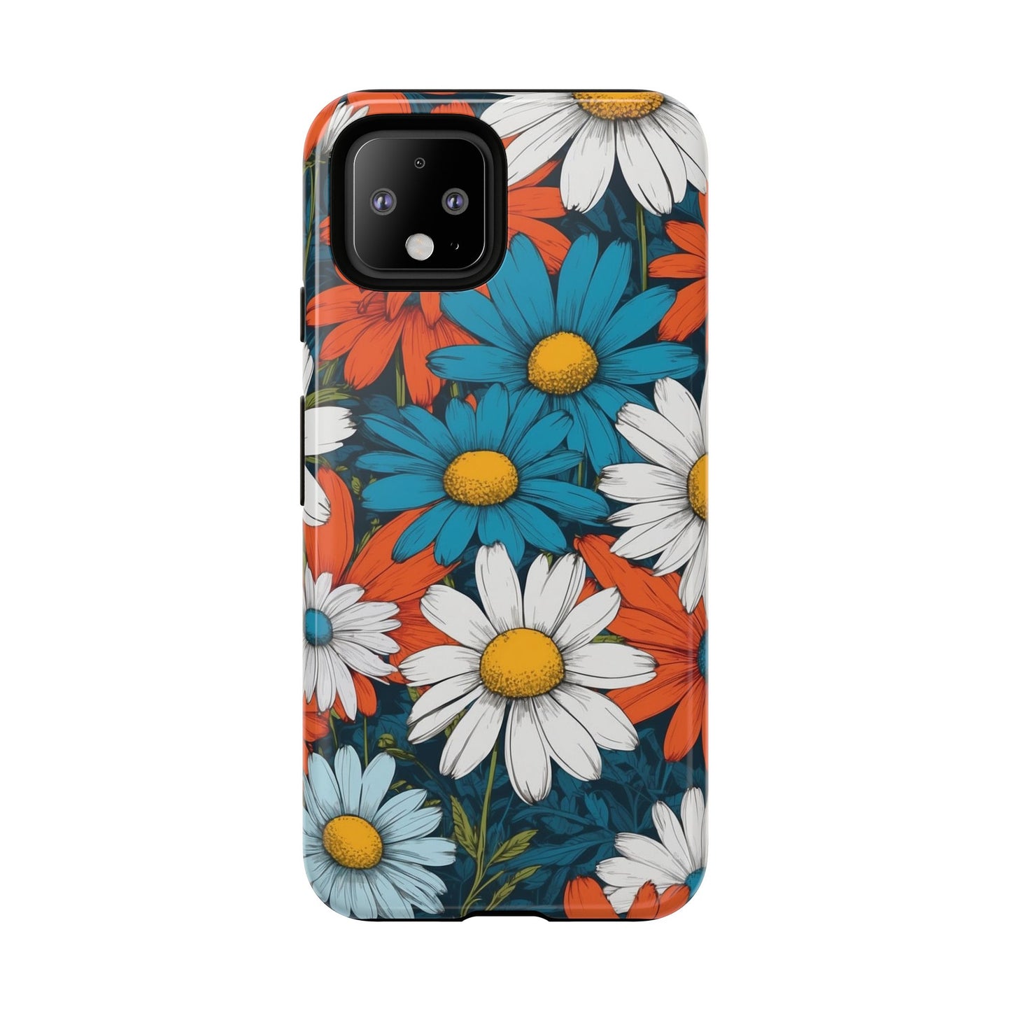 Pop Art Daisies Illustration "Red & Blue" Phone Case