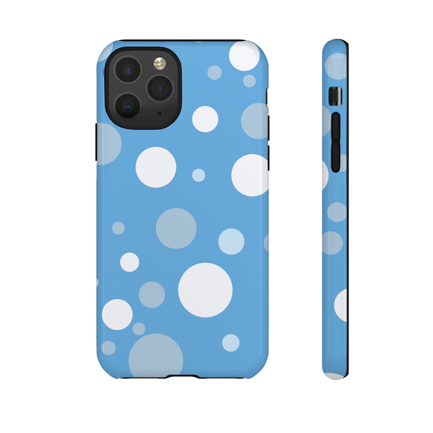 iPhone 11 Pro / Glossy Phone Case - ’Bold Blue with White Dot Pattern’ Phone Case