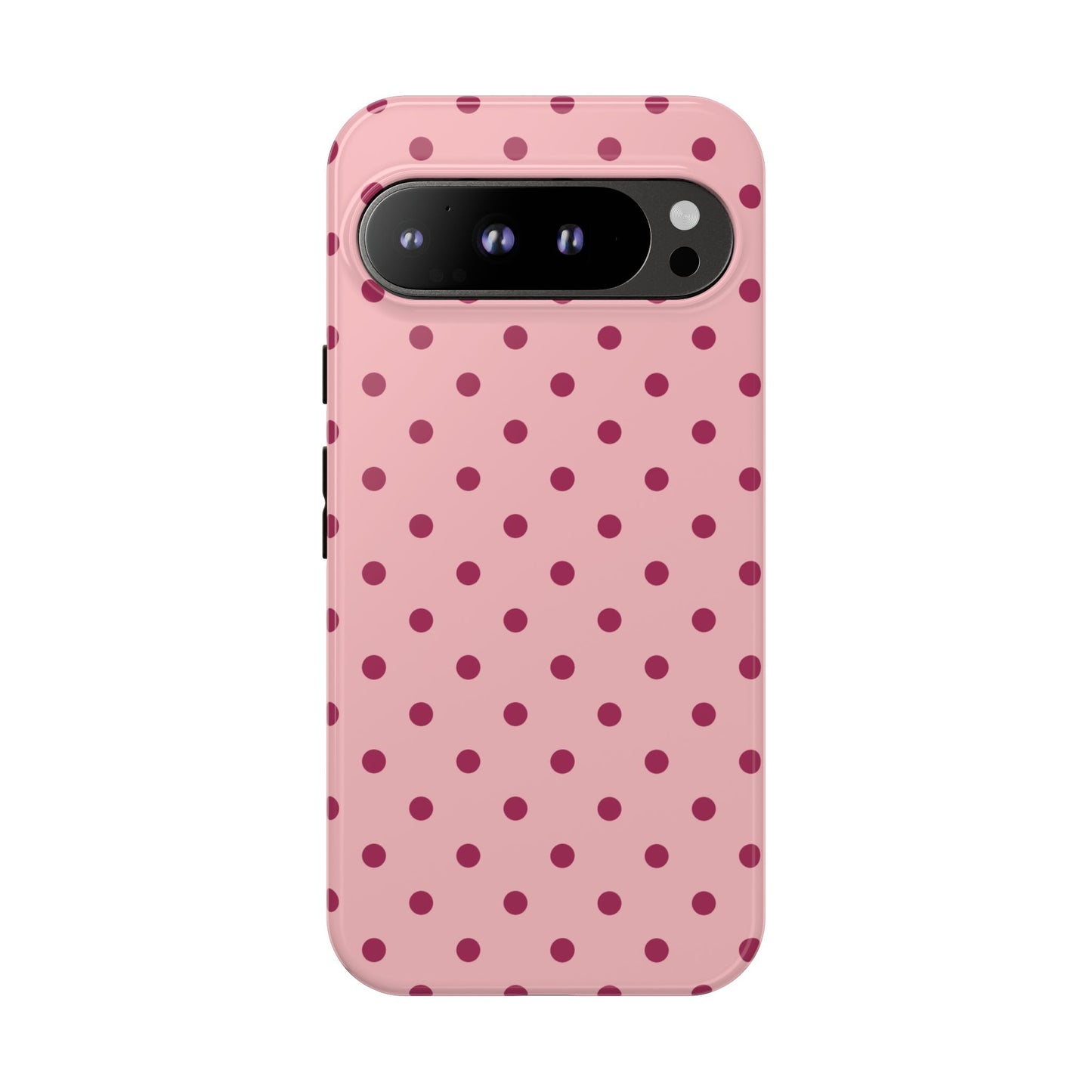Google Pixel 9 Pro XL / Glossy Phone Case - ’Pink with Red Dot Pattern’ Phone Case
