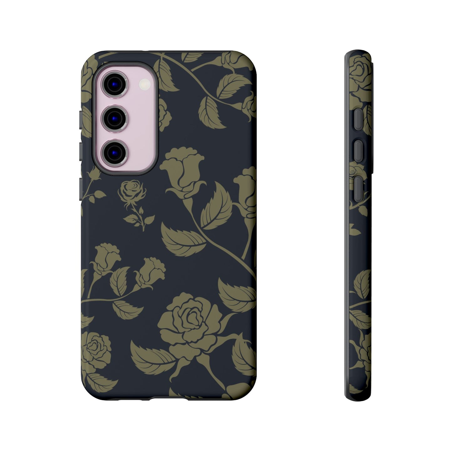 Samsung Galaxy S23 Plus / Glossy Phone Case - ’Blue & Olive Rose Pattern’ Phone Case