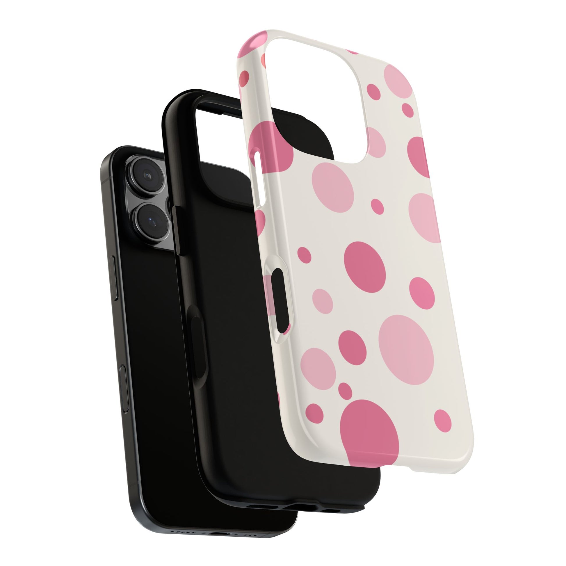 Phone Case - ’Bold White with Pink Dot Pattern’ Phone Case