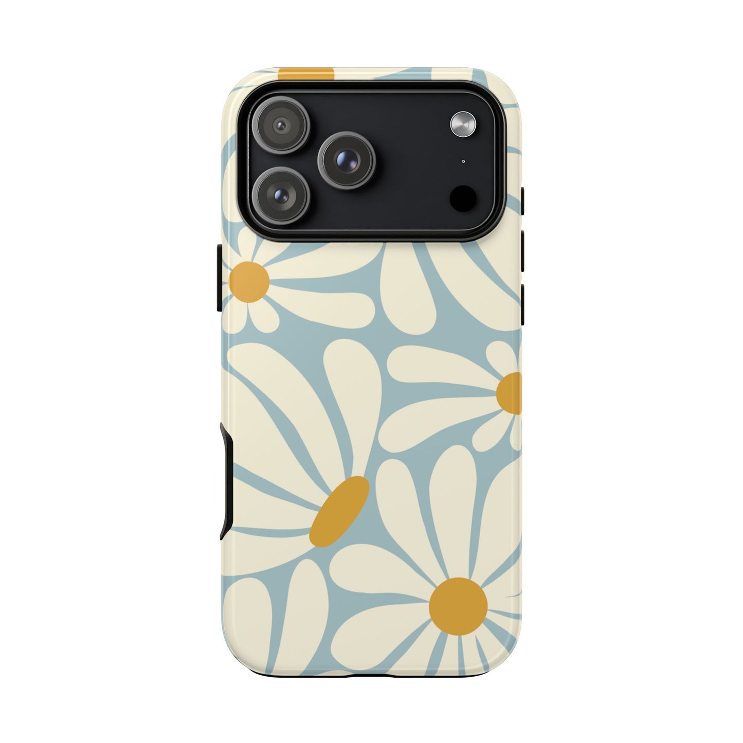 iPhone 17 Pro Max / Glossy Phone Case - ’Retro Blue Daisy Pattern’ Phone Case
