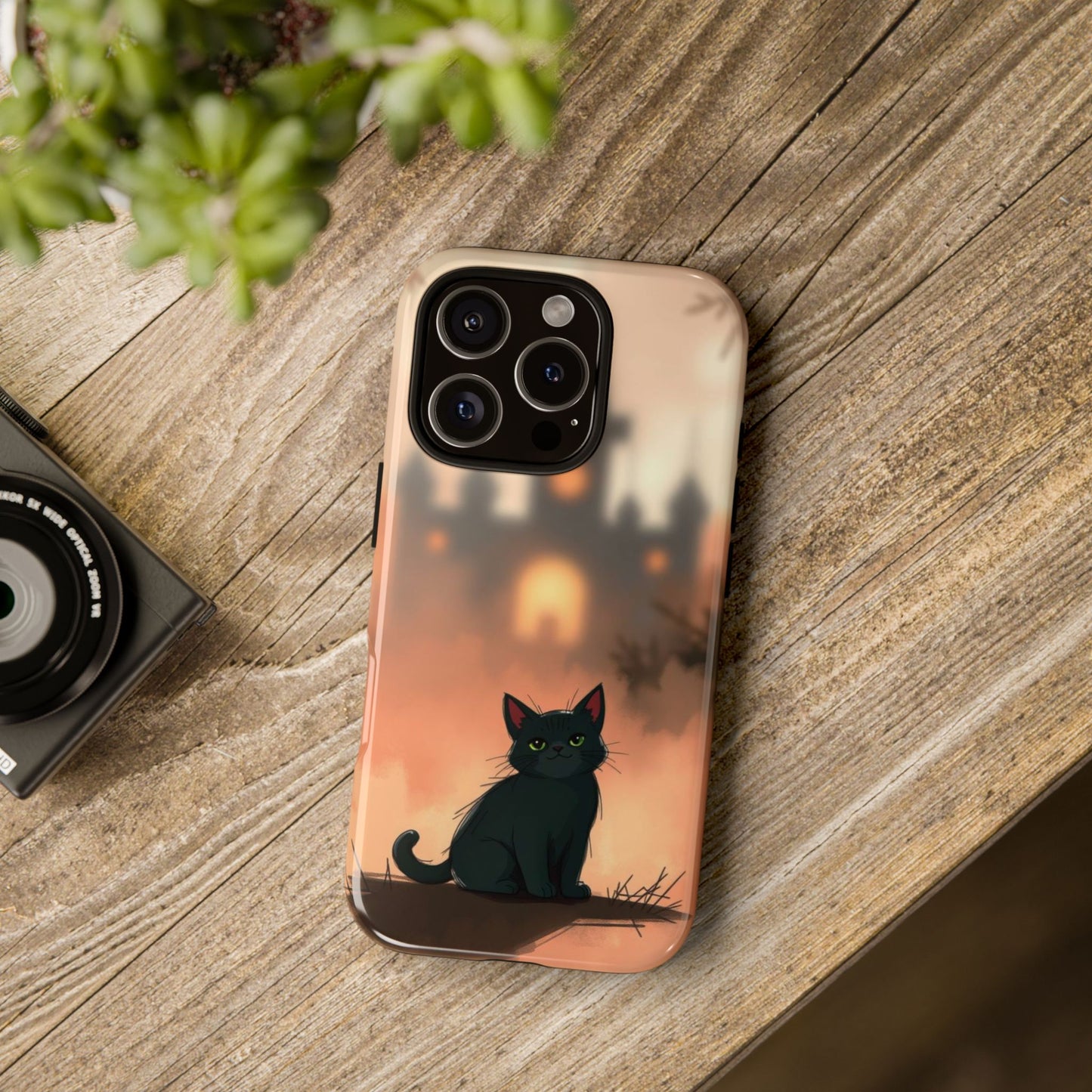 Cute Gothic Cat Design Phone Case