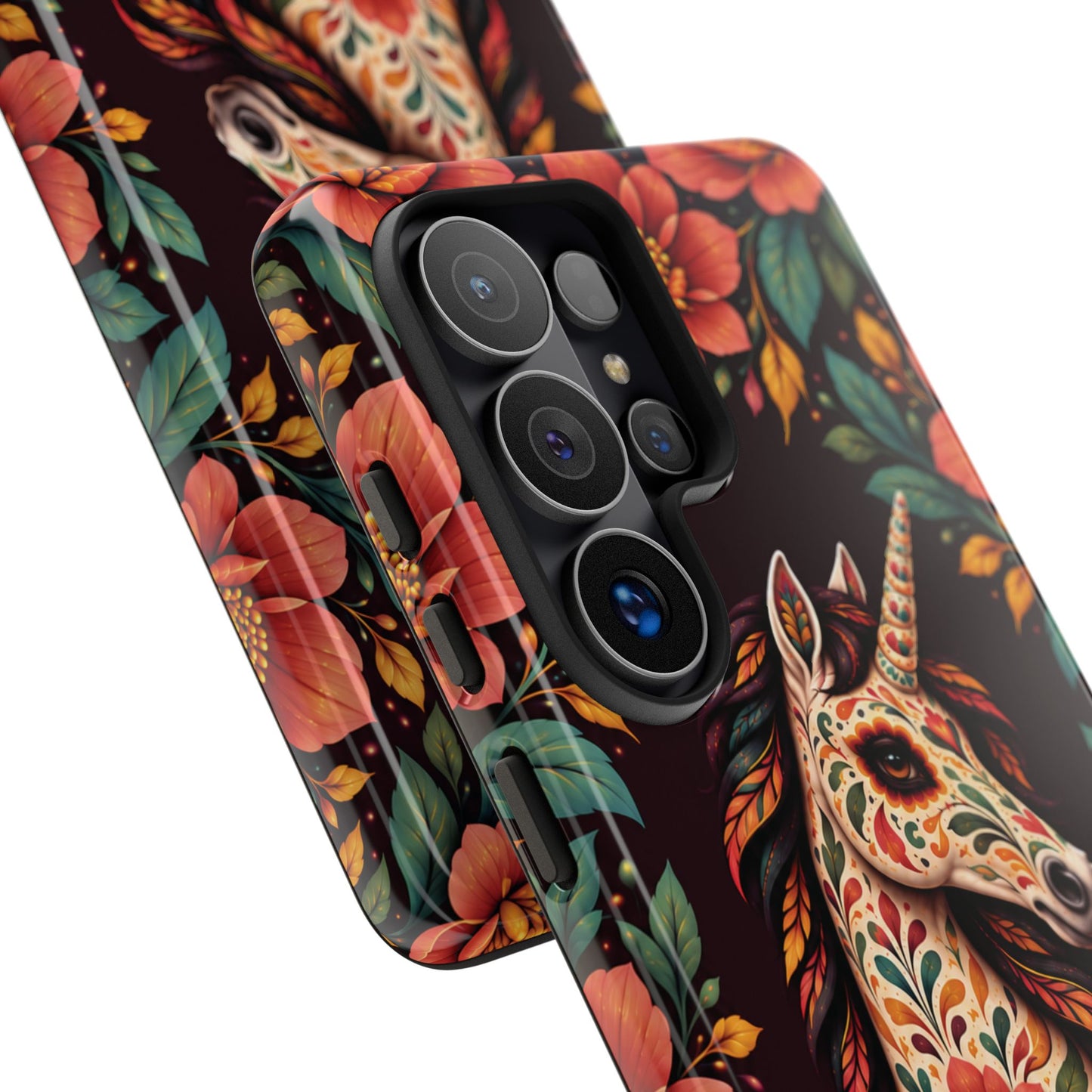 Elegant Terracotta and Teal Calavera Unicorn Phone Case - Phone Case
