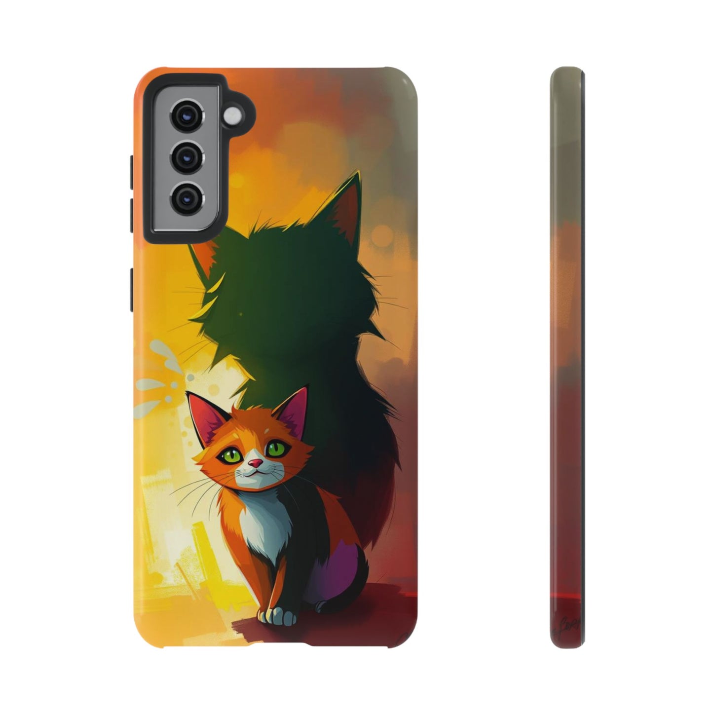 Acrylic Style Shadow Cat Design Phone Case