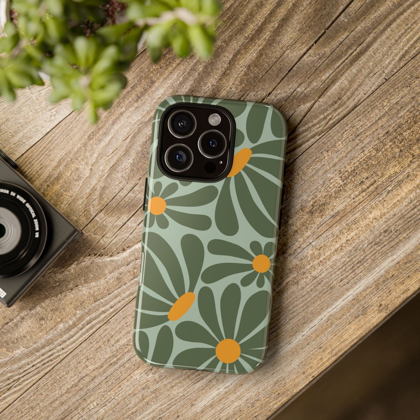 Phone Case - Retro Green Daisy Pattern Phone Case